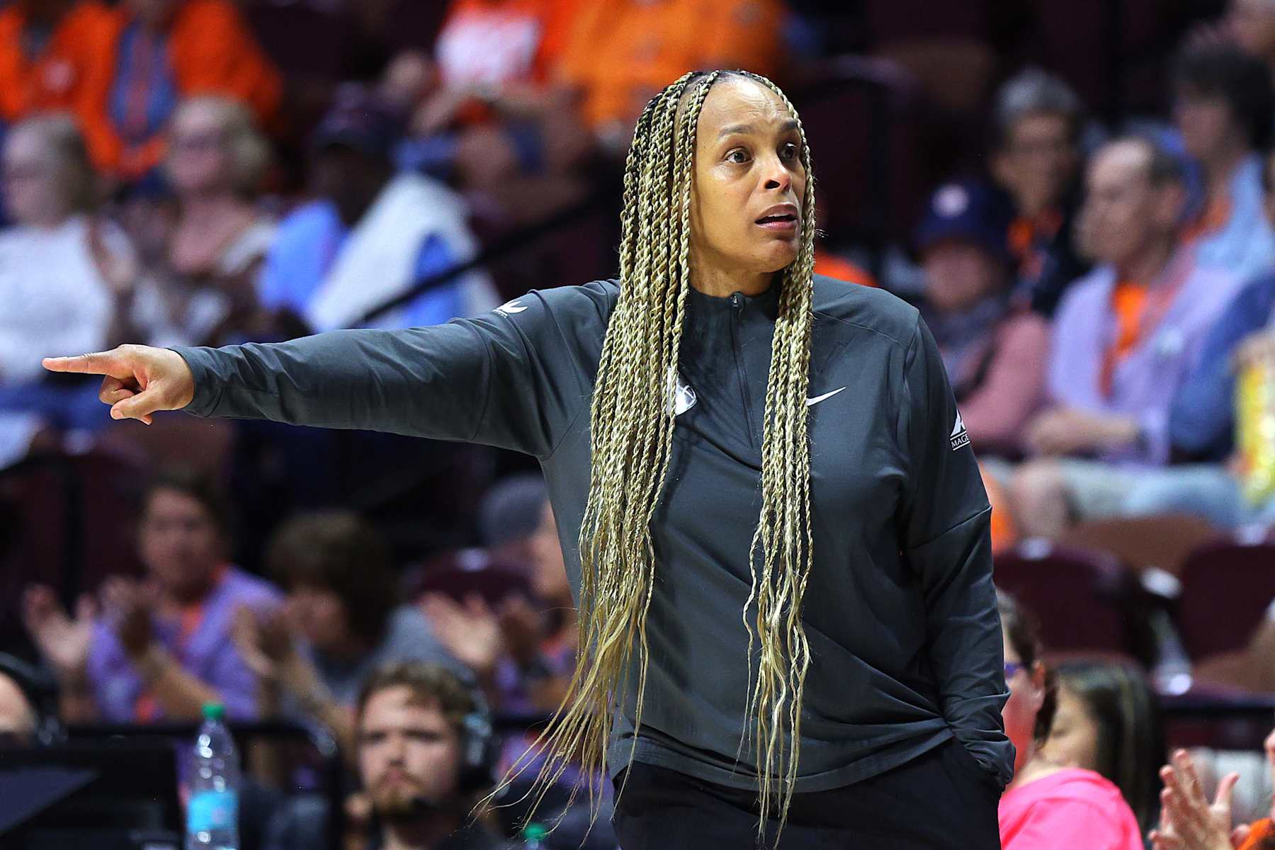 UNCASVILLE, CONNECTICUT - SEPTEMBER 19: Head coach Teresa Weatherspoon of the Chicago Sky looks on in the first quarter against the Connecticut Sun at Mohegan Sun Arena on September 19, 2024 in Uncasville, Connecticut. NOTE TO USER: User expressly acknowledges and agrees that, by downloading and or using this photograph, User is consenting to the terms and conditions of the Getty Images License Agreement. (Photo by Mike Lawrie/Getty Images)