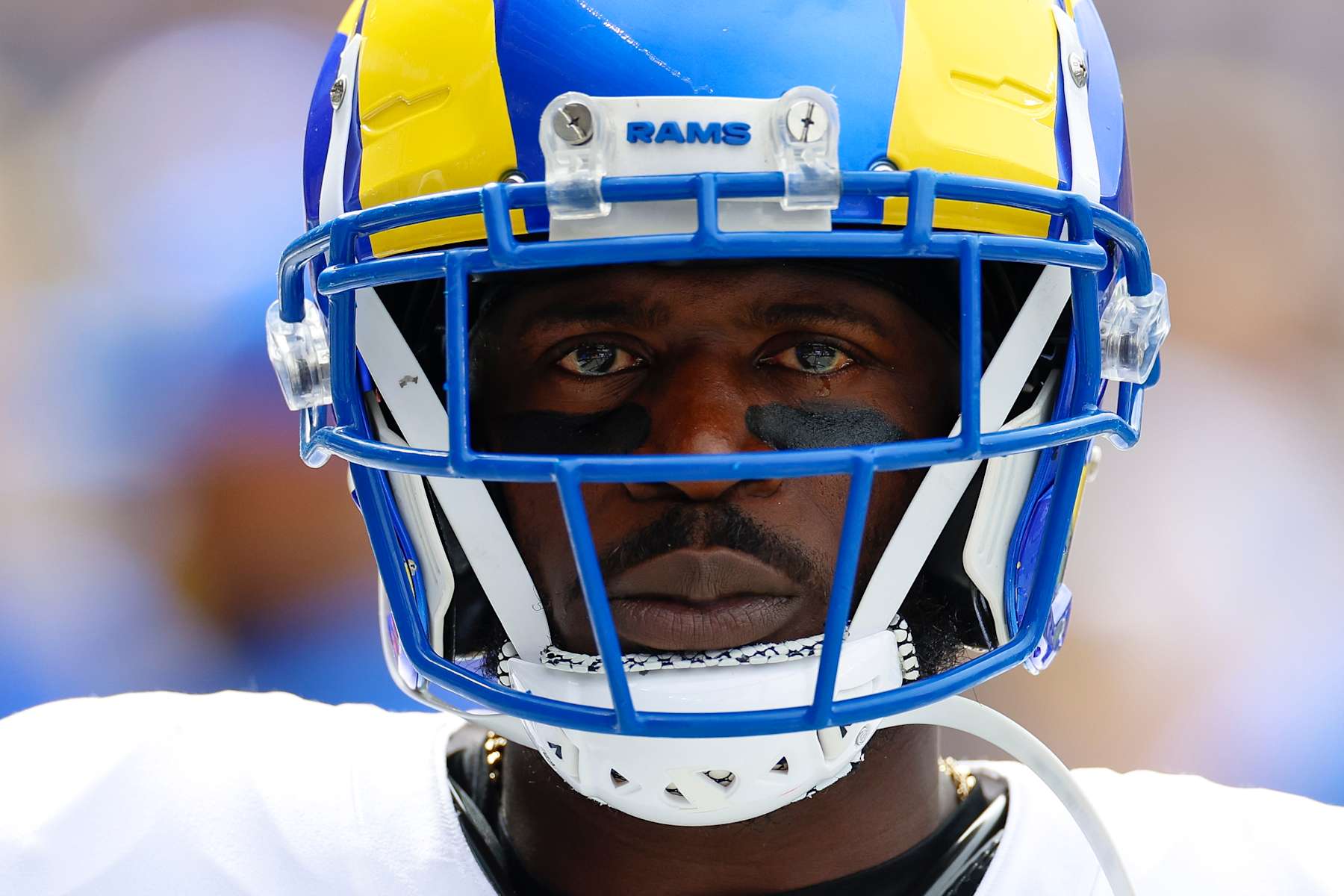 CHICAGO, ILLINOIS - SEPTEMBER 29: Tre'Davious White #27 of the Los Angeles Rams looks on from the sideline during a game against the Chicago Bears at Soldier Field on September 29, 2024 in Chicago, Illinois. (Photo by Brandon Sloter/Getty Images)