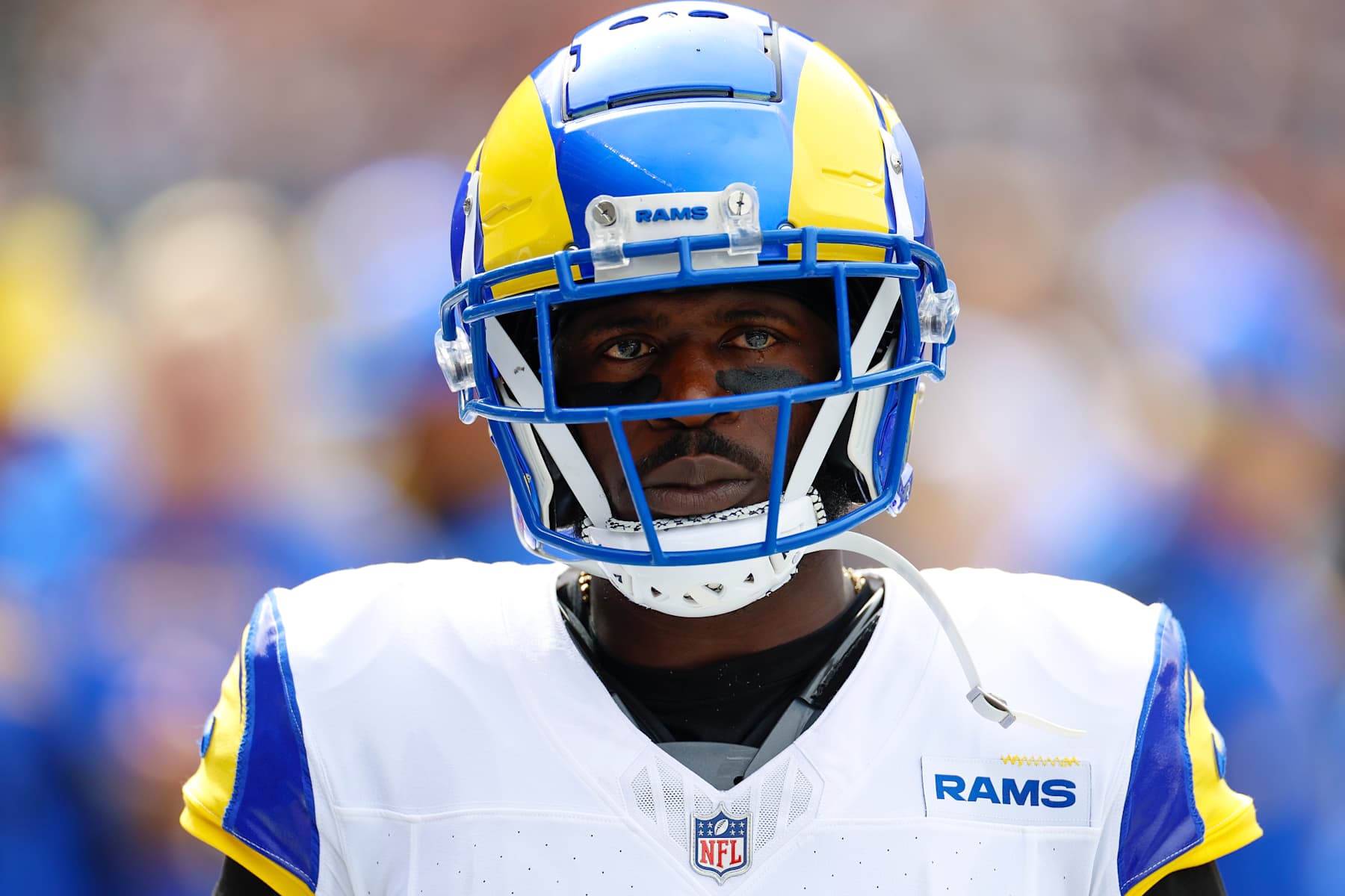 CHICAGO, ILLINOIS - SEPTEMBER 29: Tre'Davious White #27 of the Los Angeles Rams looks on from the sideline during a game against the Chicago Bears at Soldier Field on September 29, 2024 in Chicago, Illinois. (Photo by Brandon Sloter/Getty Images)