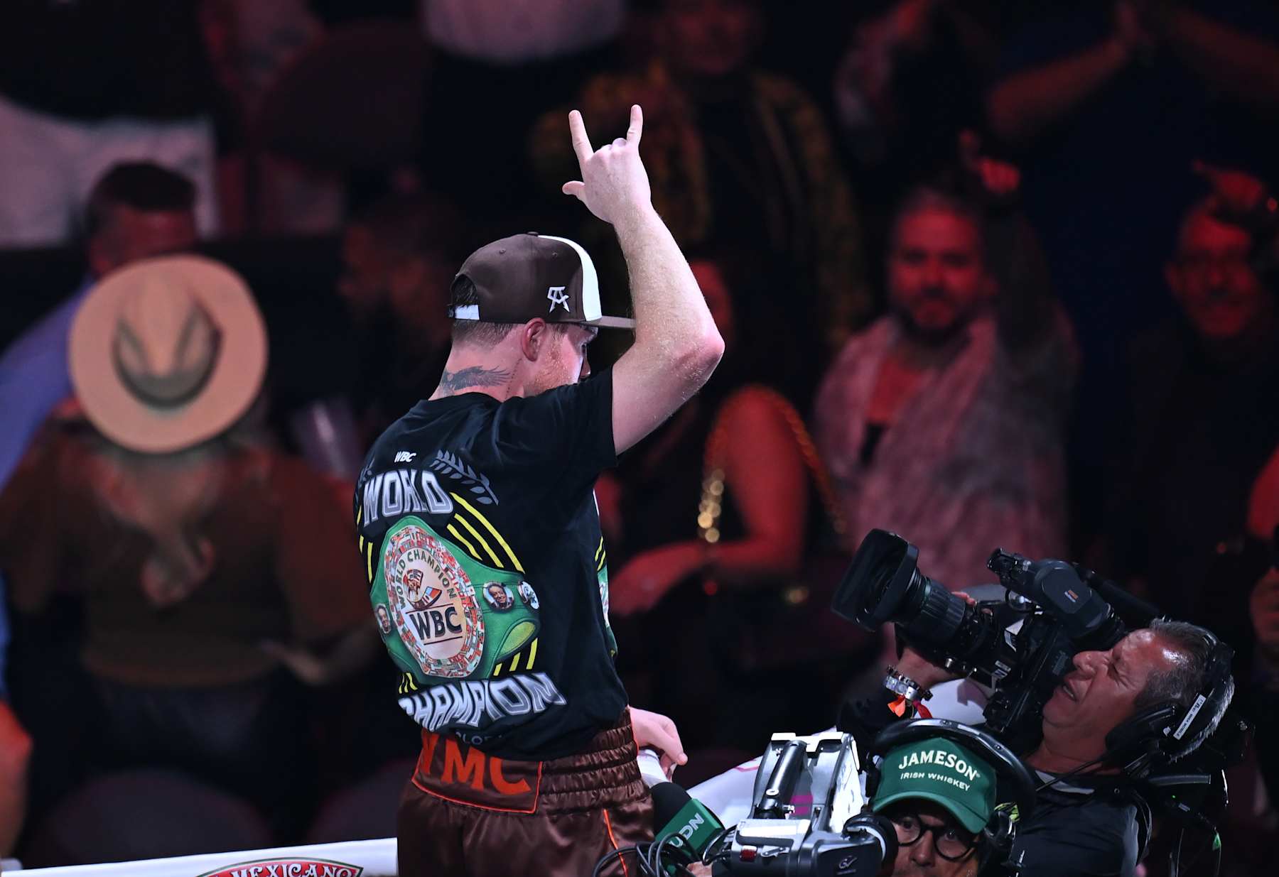 LAS VEGAS, NEVADA - SEPTEMBER 14: Saul 'Canelo' Alvarez greets fans after he defeats Edgar Berlanga during their super middleweight world titles of the Premiere Boxing Championship on Saturday night at the T-Mobile Arena in Las Vegas, Nevada, United States on September 14, 2024. (Photo by Tayfun Coskun/Anadolu via Getty Images)