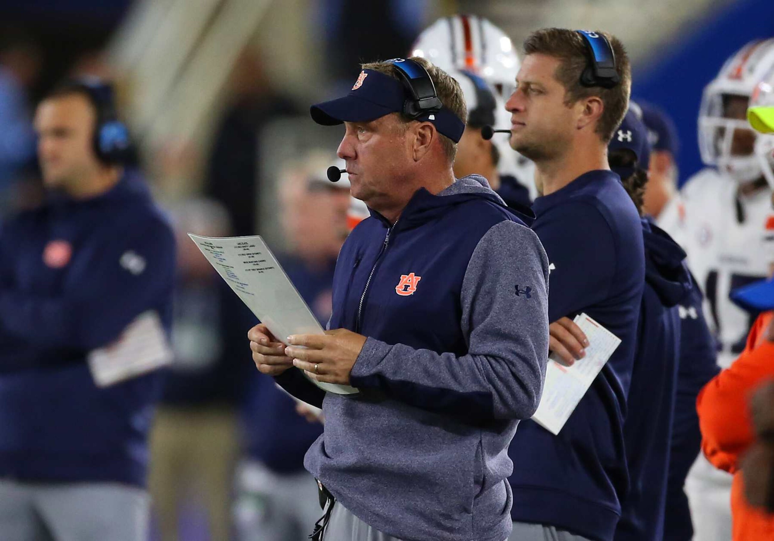 LEXINGTON, KY - OCTOBER 26: Auburn Tigers head coach Hugh Freeze in a game between the Kentucky Wildcats and the Auburn Tigers on October 26, 2024, at Kroger Field in Lexington, KY. (Photo by Jeff Moreland/Icon Sportswire via Getty Images) LEXINGTON, KY - OCTOBER 26: Auburn Tigers head coach Hugh Freeze in a game between the Kentucky Wildcats and the Auburn Tigers on October 26, 2024, at Kroger Field in Lexington, KY. (Photo by Jeff Moreland/Icon Sportswire via Getty Images)