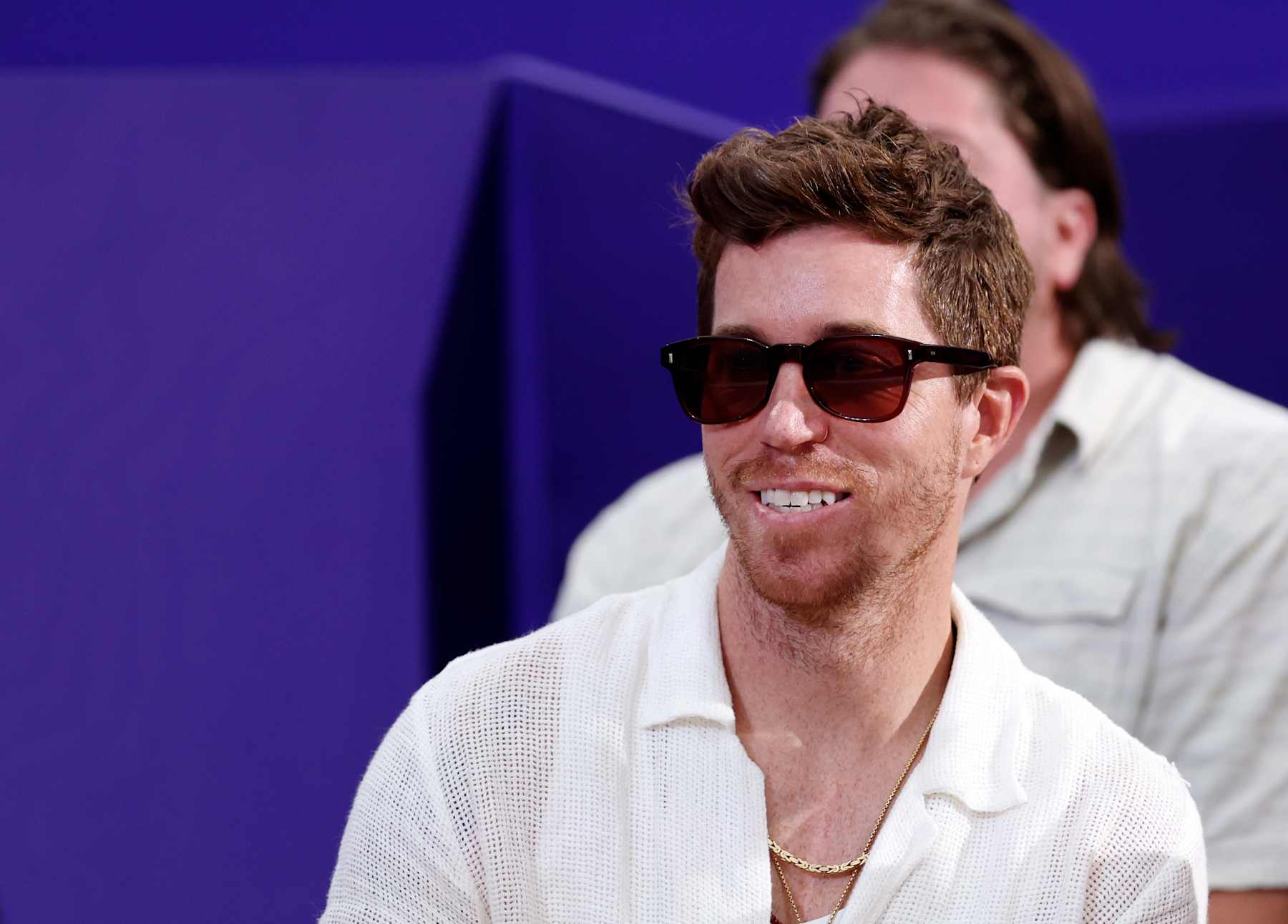 PARIS, FRANCE - AUGUST 04: Shaun White attends the Fencing Men's Foil Team Medal matches on day nine of the Olympic Games Paris 2024 at Grand Palais on August 04, 2024 in Paris, France. (Photo by Ezra Shaw/Getty Images)