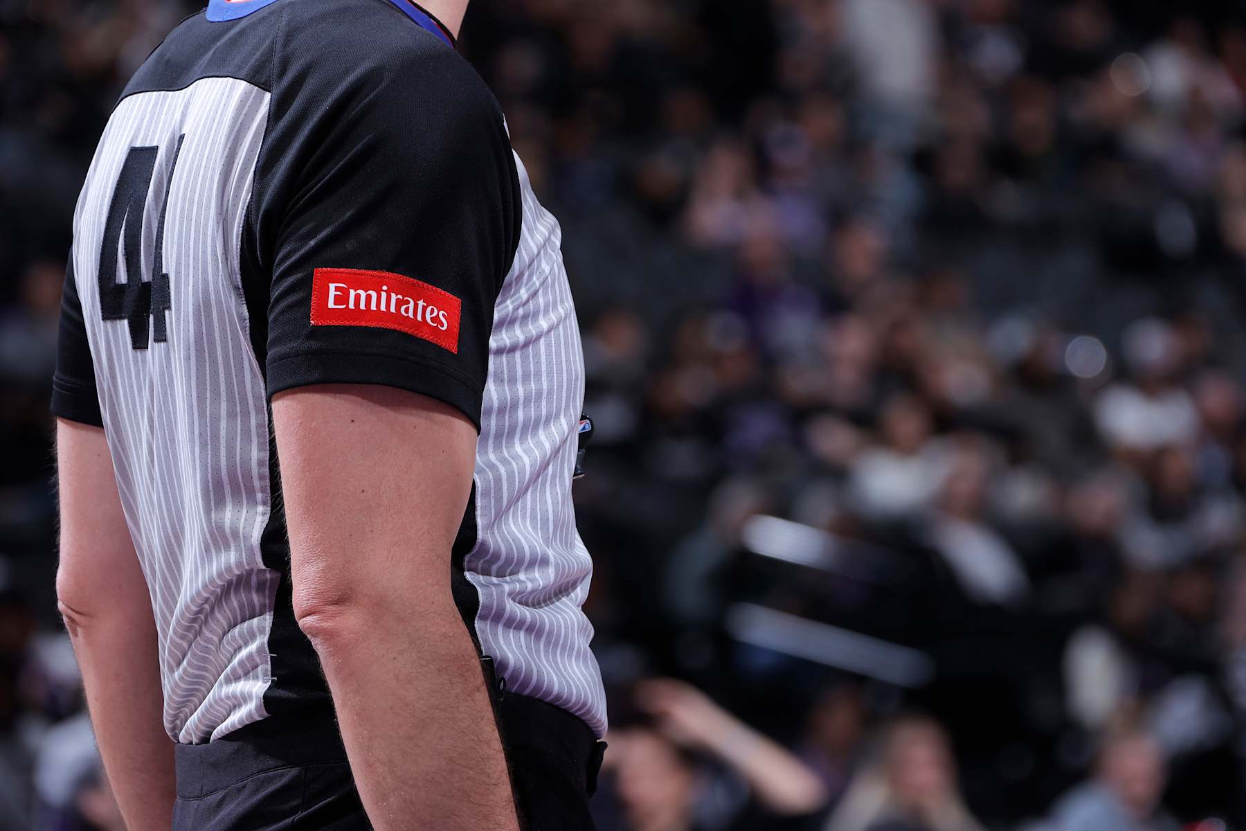SACRAMENTO, CA - FEBRUARY 22: Referee Brett Nansel #44 looks on during the San Antonio Spurs game against the Sacramento Kings on February 22, 2024 at Golden 1 Center in Sacramento, California. NOTE TO USER: User expressly acknowledges and agrees that, by downloading and or using this Photograph, user is consenting to the terms and conditions of the Getty Images License Agreement. Mandatory Copyright Notice: Copyright 2023 NBAE (Photo by Rocky Widner/NBAE via Getty Images)