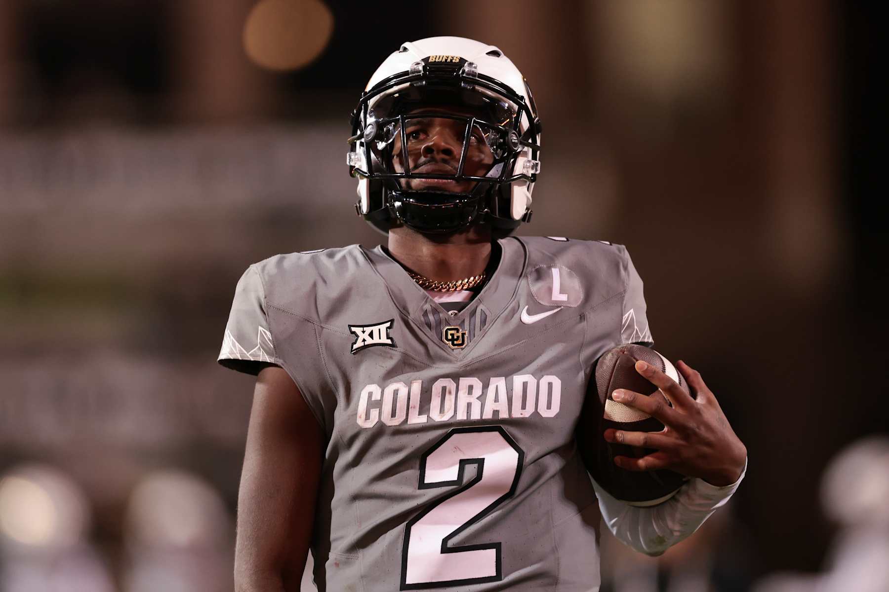 BOULDER, COLORADO - OCTOBER 26: Shedeur Sanders #2 of the Colorado Buffaloes walks the field during the fourth quarter against the Cincinnati Bearcats at Folsom Field on October 26, 2024 in Boulder, Colorado. (Photo by Andrew Wevers/Getty Images)