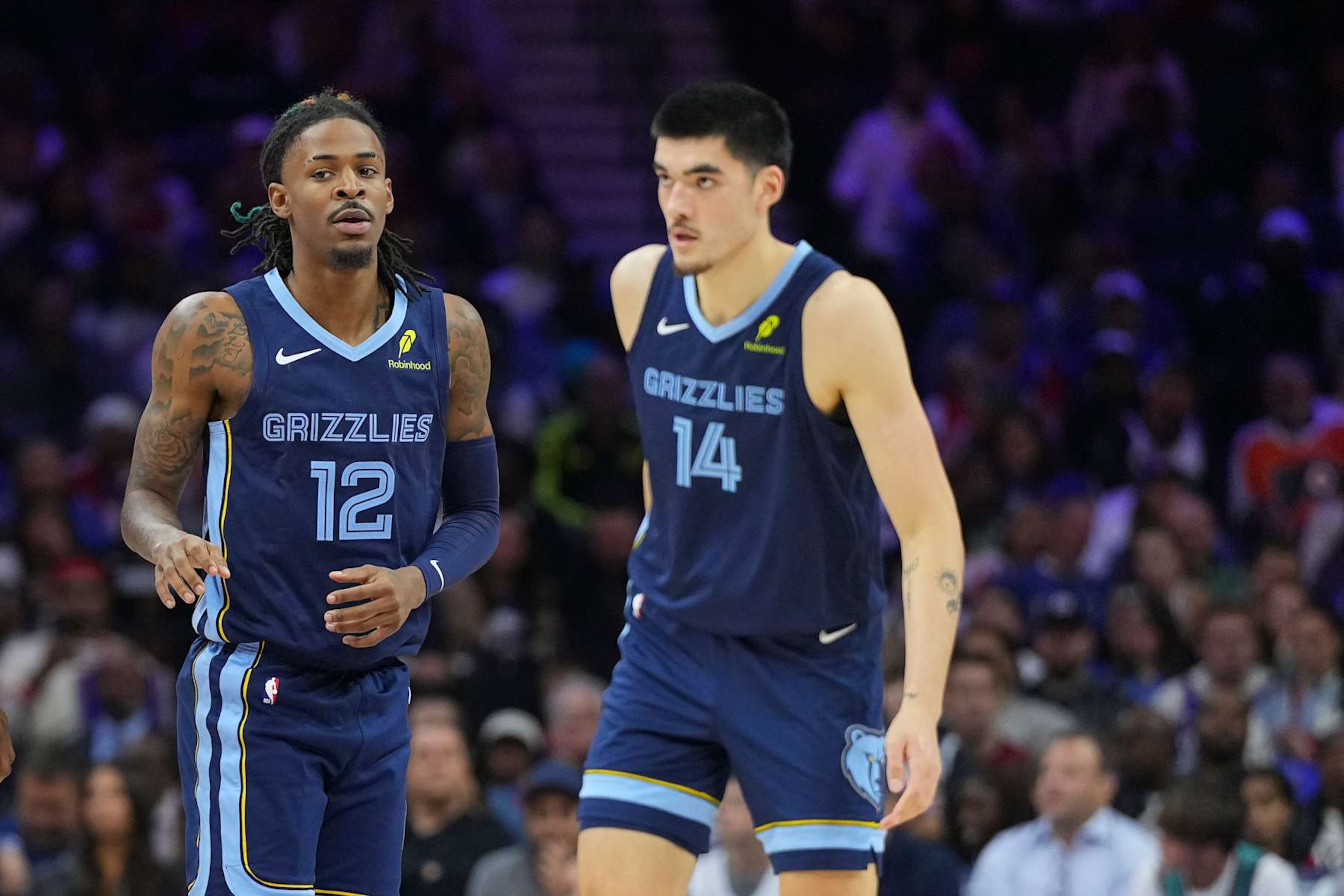 Ja Morant and Zach Edey Ja Morant and Zach Edey