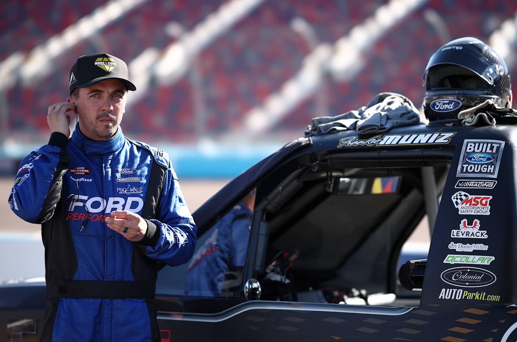 AVONDALE, ARIZONA - NOVEMBER 08: Frankie Muniz, driver of the #27 More Core Diamond Drilling Ford, looks on during qualifying for the NASCAR Craftsman Truck Series Championship Race at Phoenix Raceway on November 08, 2024 in Avondale, Arizona. (Photo by Jared C. Tilton/Getty Images)