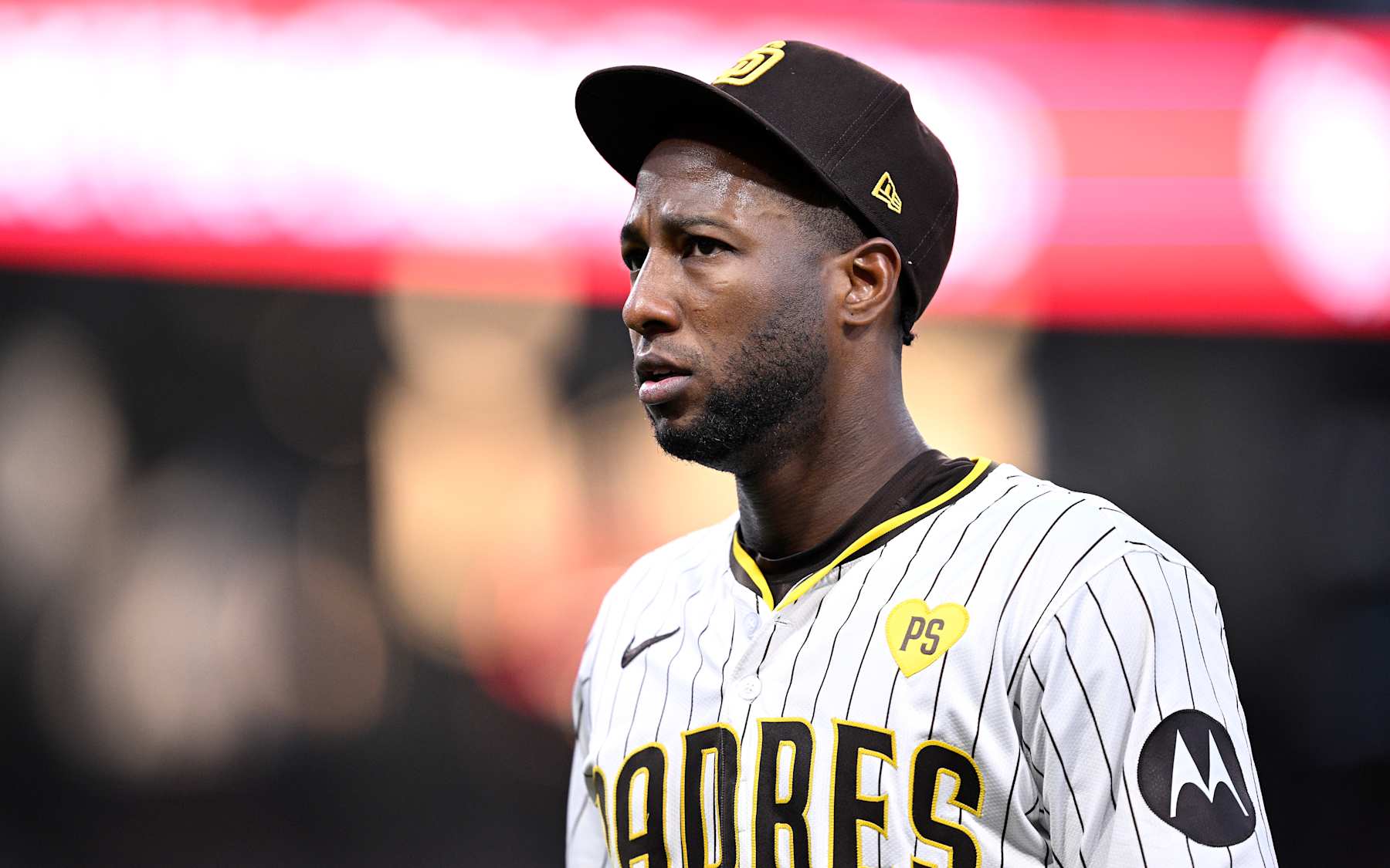 SAN DIEGO, CALIFORNIA - SEPTEMBER 07: Jurickson Profar #10 of the San Diego Padres looks on during the fifth inning against the San Francisco Giants at Petco Park on September 07, 2024 in San Diego, California. (Photo by Orlando Ramirez/Getty Images)