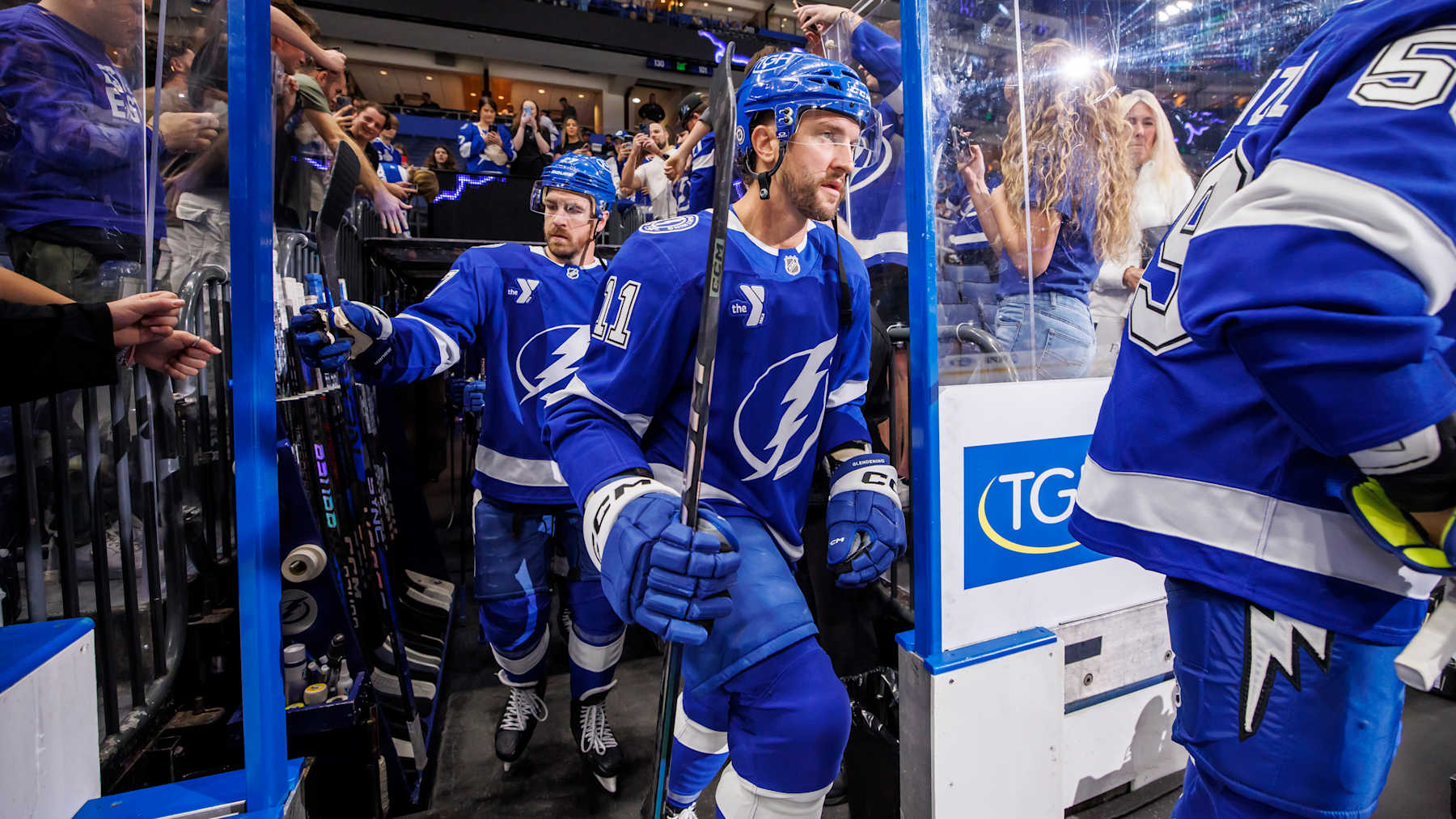 TAMPA, FL - NOVEMBER 7: Luke Glendening #11 of the Tampa Bay Lightning gets ready for the game against the Philadelphia Flyers at Amalie Arena on November 7, 2024 in Tampa, Florida. (Photo by Mark LoMoglio/NHLI via Getty Images)