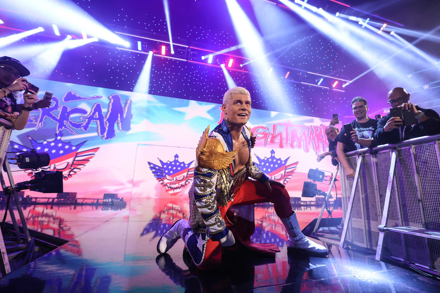SEATTLE, WASHINGTON - SEPTEMBER 13: Cody Rhodes makes his way to the ring during SmackDown at Climate Pledge Arena on September 13, 2024 in Seattle, Washington. (Photo by WWE/Getty Images)