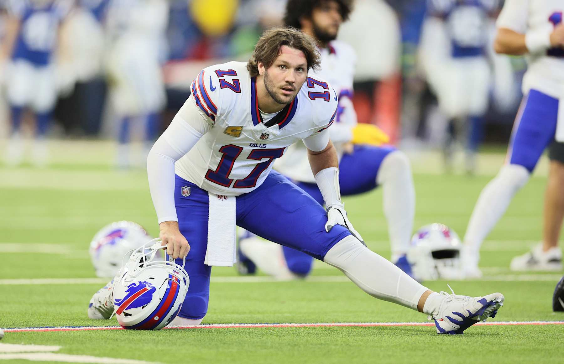 INDIANAPOLIS, INDIANA - NOVEMBER 10:   Josh Allen #17 of the Buffalo Bills against the Indianapolis Colts at Lucas Oil Stadium on November 10, 2024 in Indianapolis, Indiana. (Photo by Andy Lyons/Getty Images)
