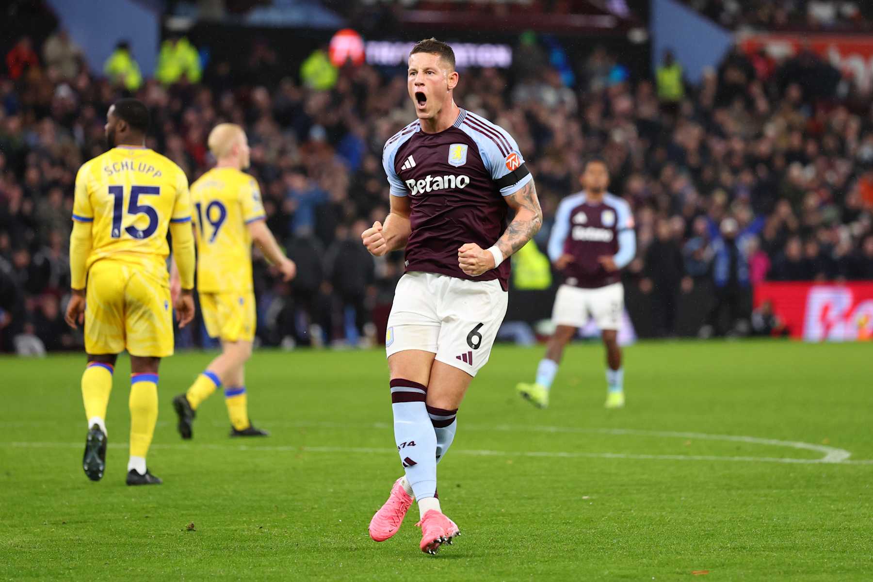 BIRMINGHAM, ENGLAND - NOVEMBER 23: Ross Barkley of Aston Villa celebrates scoring his team's second goal during the Premier League match between Aston Villa FC and Crystal Palace FC at Villa Park on November 23, 2024 in Birmingham, England. (Photo by Aston Villa/Aston Villa FC via Getty Images)