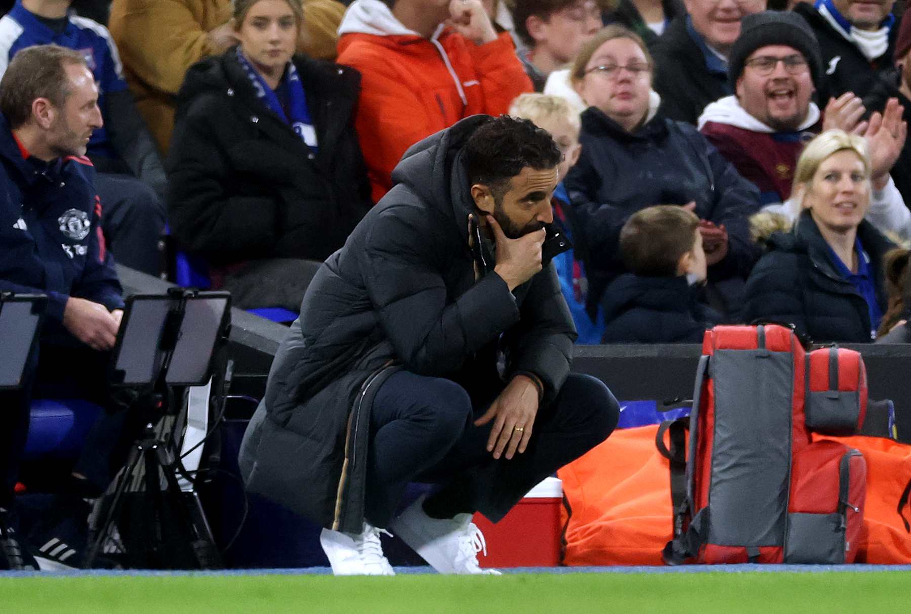 IPSWICH, ENGLAND - NOVEMBER 24: Ruben Amorim, Head Coach of Manchester United, looks on during the Premier League match between Ipswich Town FC and Manchester United FC at Portman Road on November 24, 2024 in Ipswich, England. (Photo by Richard Pelham/Getty Images)