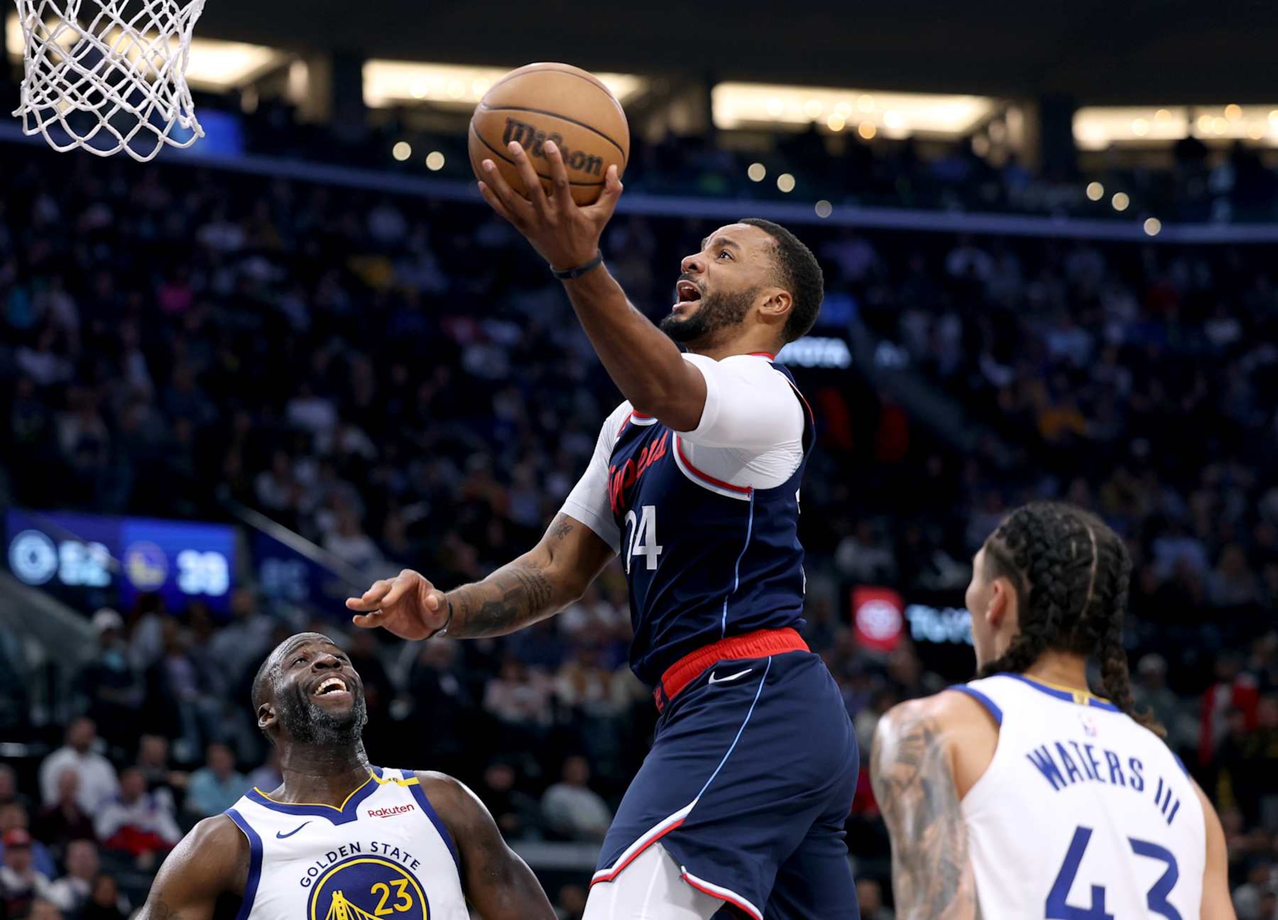 INGLEWOOD, CALIFORNIA - NOVEMBER 18: Norman Powell #24 of the LA Clippers scores on a layup in front of Draymond Green #23 and Lindy Waters III #43 of the Golden State Warriors during the first half at Intuit Dome on November 18, 2024 in Inglewood, California. (Photo by Harry How/Getty Images) NOTE TO USER: User expressly acknowledges and agrees that, by downloading and or using this photograph, User is consenting to the terms and conditions of the Getty Images License Agreement. (Photo by Harry How/Getty Images) INGLEWOOD, CALIFORNIA - NOVEMBER 18: Norman Powell #24 of the LA Clippers scores on a layup in front of Draymond Green #23 and Lindy Waters III #43 of the Golden State Warriors during the first half at Intuit Dome on November 18, 2024 in Inglewood, California. (Photo by Harry How/Getty Images) NOTE TO USER: User expressly acknowledges and agrees that, by downloading and or using this photograph, User is consenting to the terms and conditions of the Getty Images License Agreement. (Photo by Harry How/Getty Images)