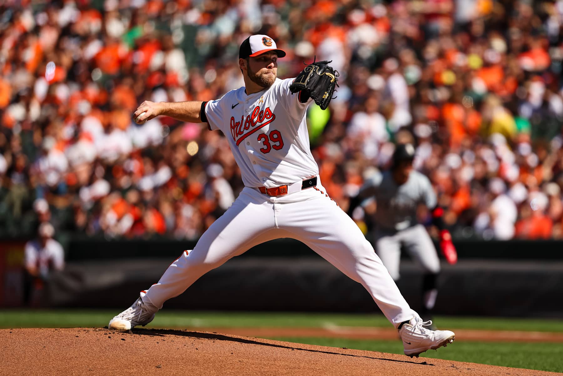 BALTIMORE, MD - SEPTEMBER 02: Corbin Burnes #39 of the Baltimore Orioles pitches against the Chicago White Sox during the first inning at Oriole Park at Camden Yards on September 2, 2024 in Baltimore, Maryland. (Photo by Scott Taetsch/Getty Images)