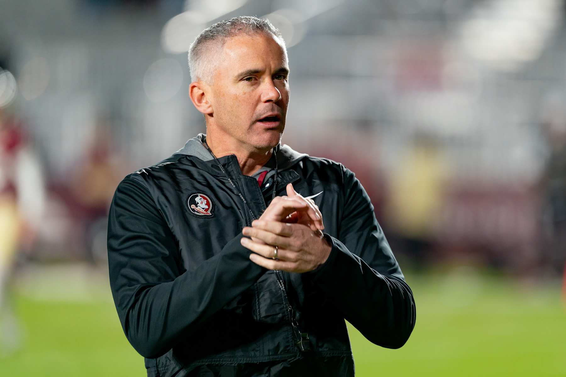 TALLAHASSEE, FL - NOVEMBER 30:Florida State Seminoles head coach Mike Norvell claps before a college football game between the Florida Gators and the Florida State Seminoles  on November 30th, 2024 at Doak Campbell Stadium in Tallahassee, FL. (Photo by Chris Leduc/Icon Sportswire via Getty Images)