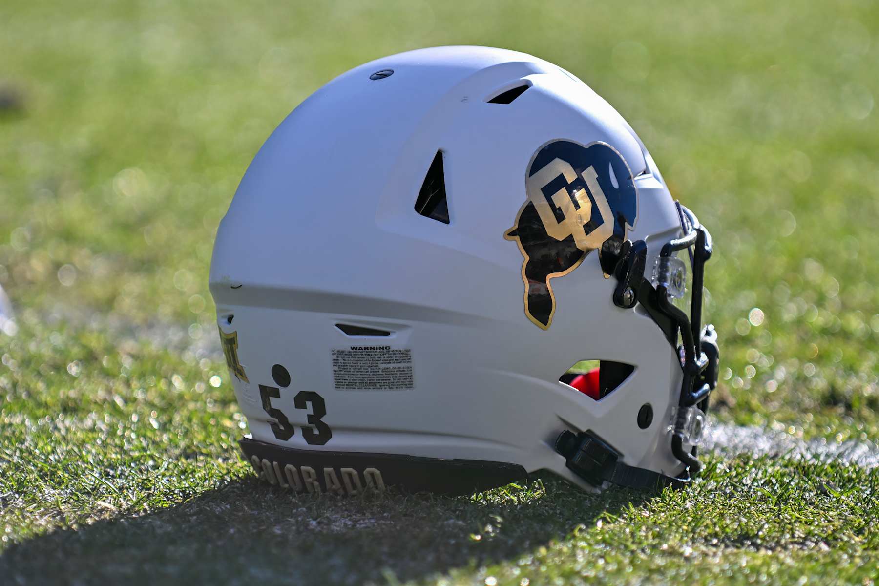 BOULDER, CO - NOVEMBER 29: A Colorado Buffaloes helmet on the field during the college football game between the Oklahoma State University Cowboys and the University of Colorado Buffaloes on November 29, 2024 at Folsom Field in Boulder, CO. (Photo by Kevin Langley/Icon Sportswire via Getty Images)