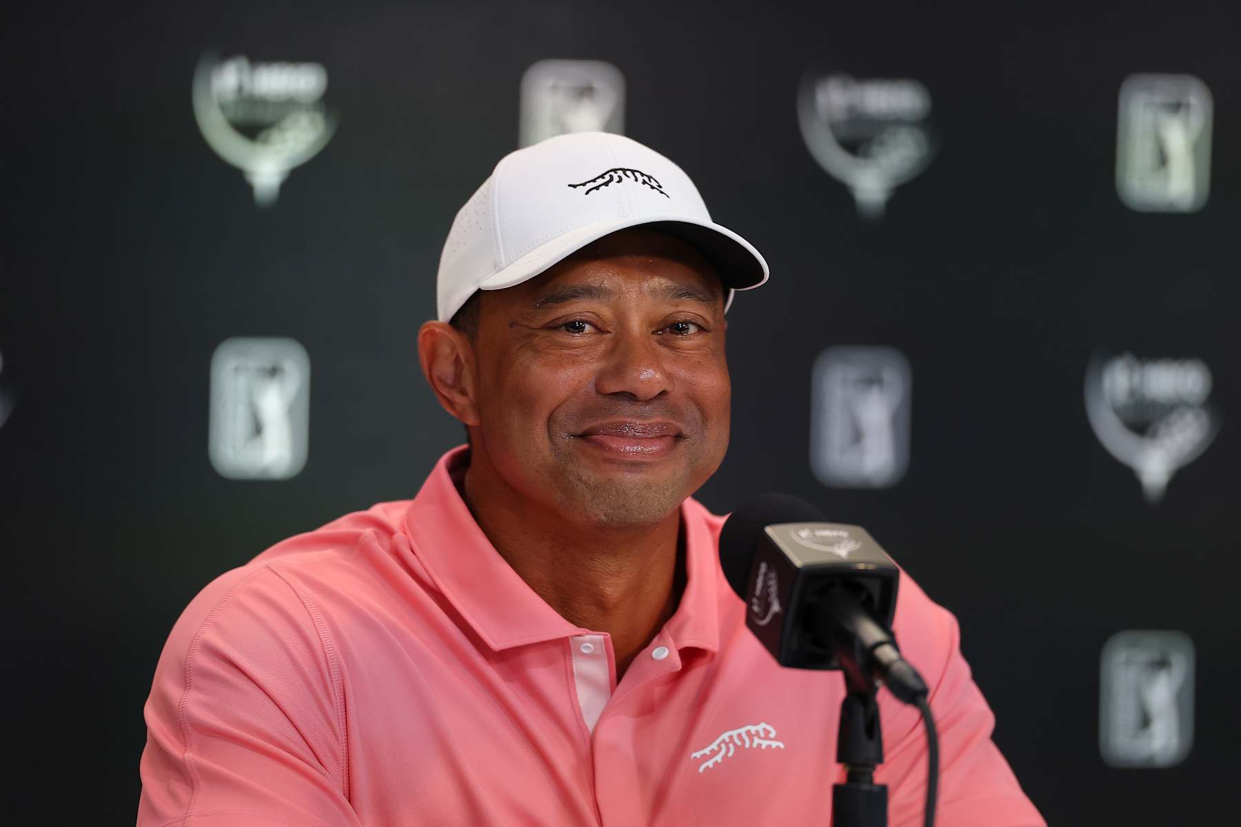 NASSAU, BAHAMAS - DECEMBER 03:  Tiger Woods speaks to the media at a press conference prior to the Hero World Challenge 2024 at Albany Golf Course on December 03, 2024 in Nassau, Bahamas. (Photo by Kevin C. Cox/Getty Images)