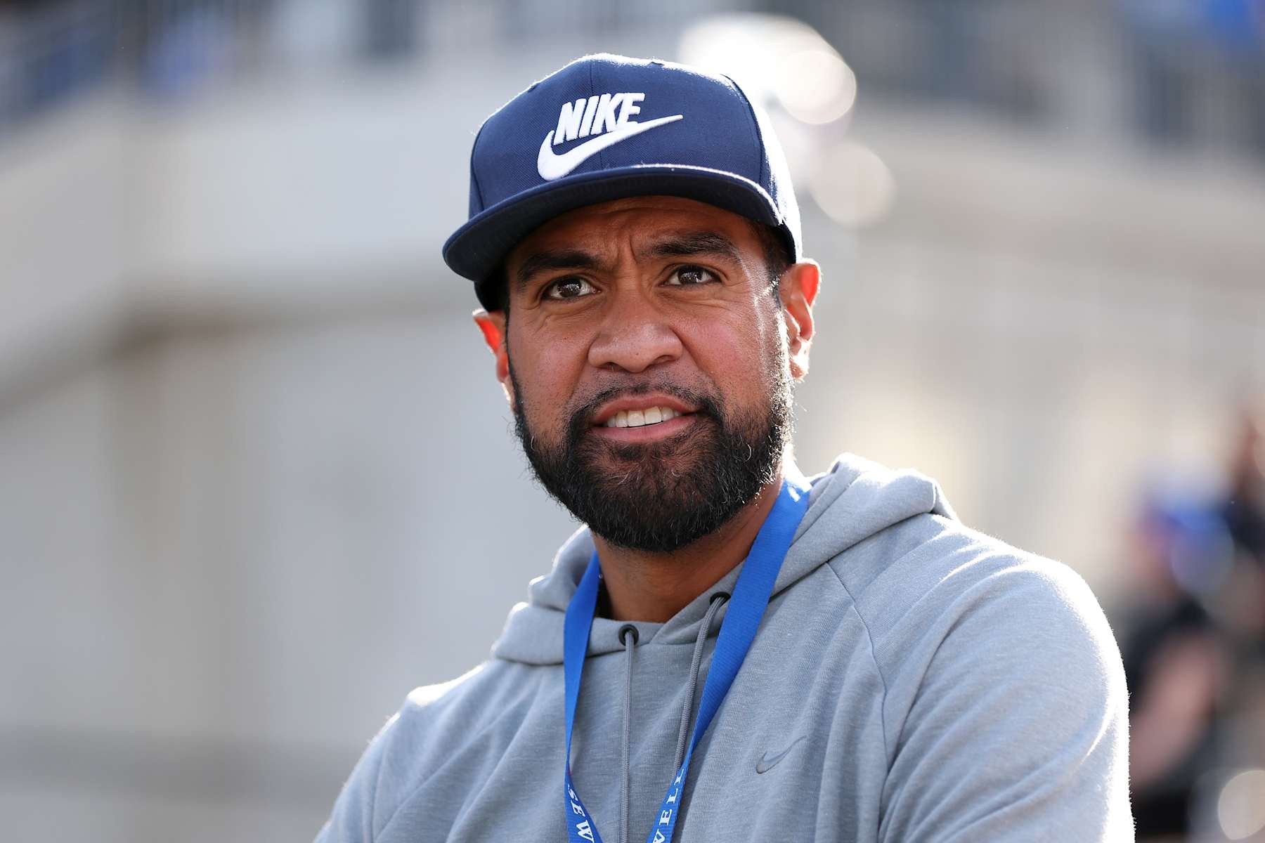 DALLAS, TEXAS - NOVEMBER 16: American golfer Tony Finau looks on during the first half of the game between the Southern Methodist Mustangs and the Boston College Eagles at Gerald J. Ford Stadium on November 16, 2024 in Dallas, Texas. (Photo by Sam Hodde/Getty Images)