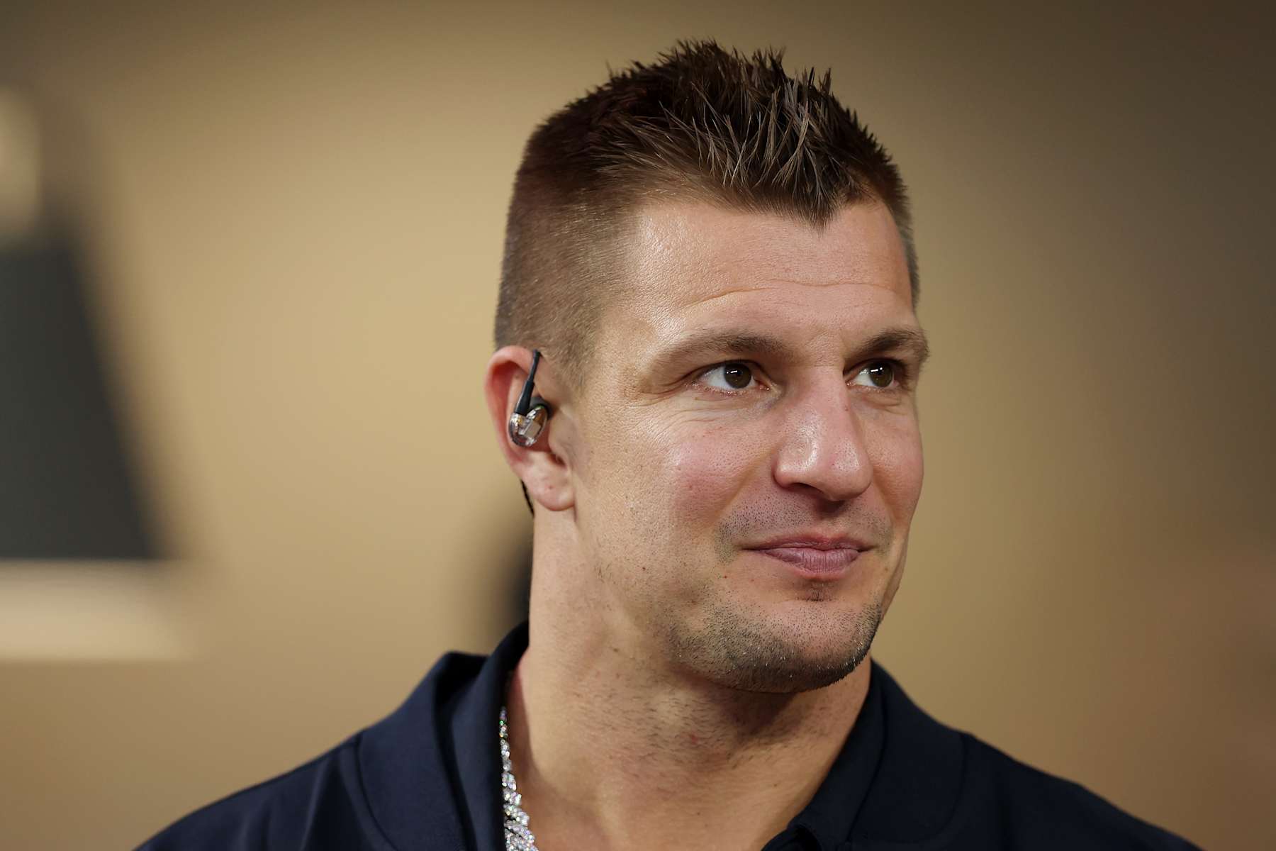 INGLEWOOD, CALIFORNIA - DECEMBER 16: Rob Gronkowski looks on prior to the game between the UCLA Bruins and the Boise State Broncos during the Starco Brands LA Bowl Hosted by Gronk at SoFi Stadium on December 16, 2023 in Inglewood, California. (Photo by Katelyn Mulcahy/Getty Images)