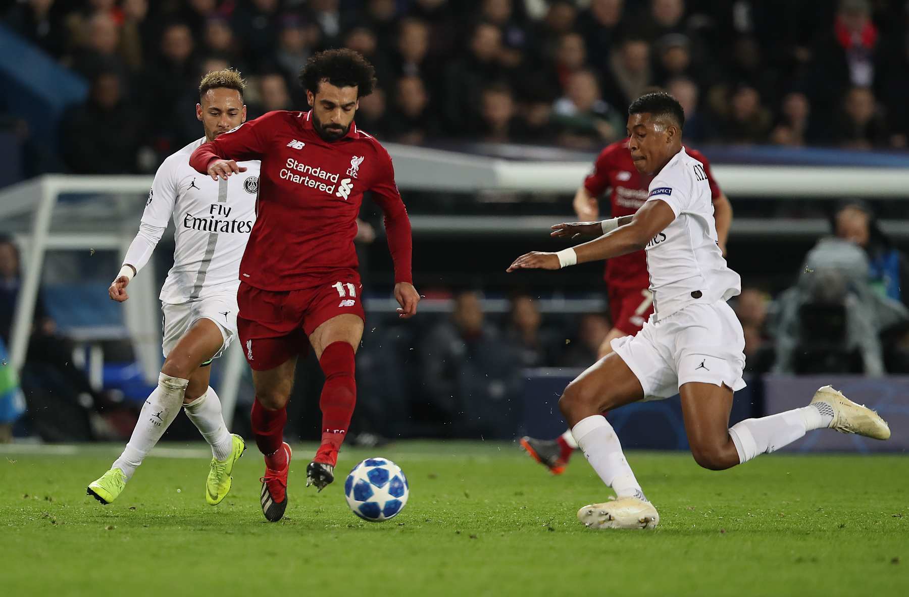 PARIS, FRANCE - NOVEMBER 28: Mohamed Salah of Liverpool runs with the ball during the Group C match of the UEFA Champions League between Paris Saint-Germain and Liverpool at Parc des Princes on November 28, 2018 in Paris, France. (Photo by Ian MacNicol/Getty Images)