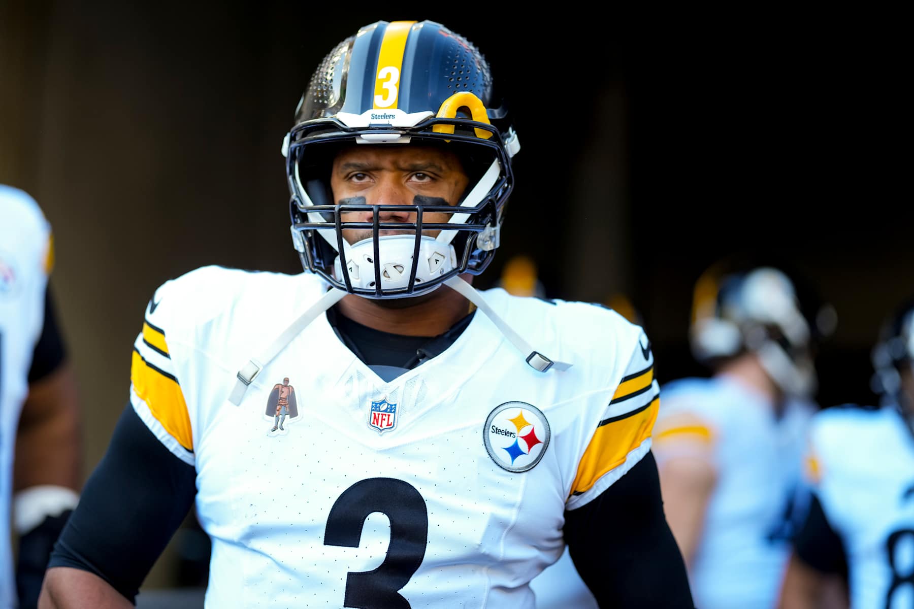 CINCINNATI, OHIO - DECEMBER 1: Quarterback Russell Wilson #3 of the Pittsburgh Steelers enters the field prior to an NFL football game against the Cincinnati Bengals, at Paycor Stadium on December 1, 2024 in Cincinnati, Ohio. (Photo by Todd Rosenberg/Getty Images)