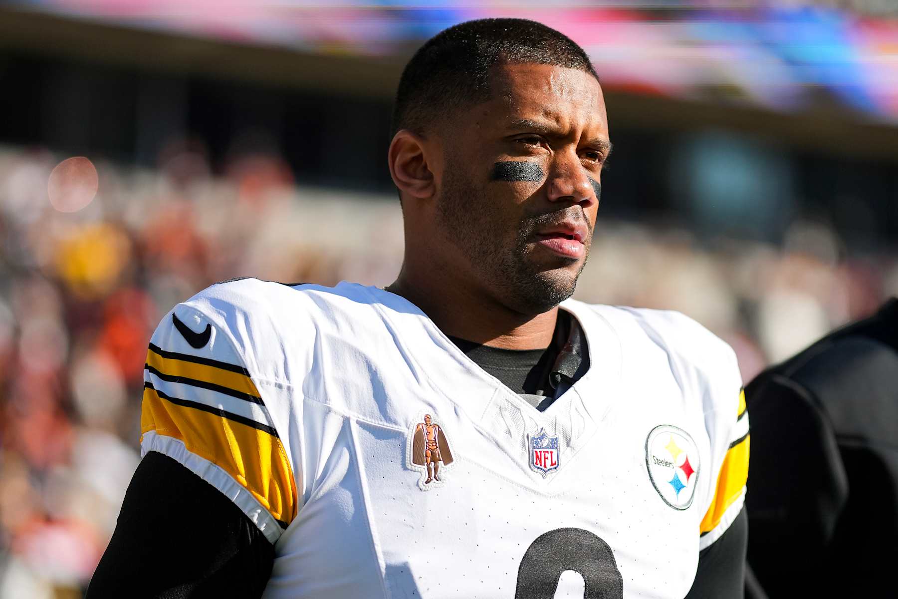 CINCINNATI, OHIO - DECEMBER 1: Quarterback Russell Wilson #3 of the Pittsburgh Steelers stands on the sidelines prior to an NFL football game against the Cincinnati Bengals, at Paycor Stadium on December 1, 2024 in Cincinnati, Ohio. (Photo by Todd Rosenberg/Getty Images)