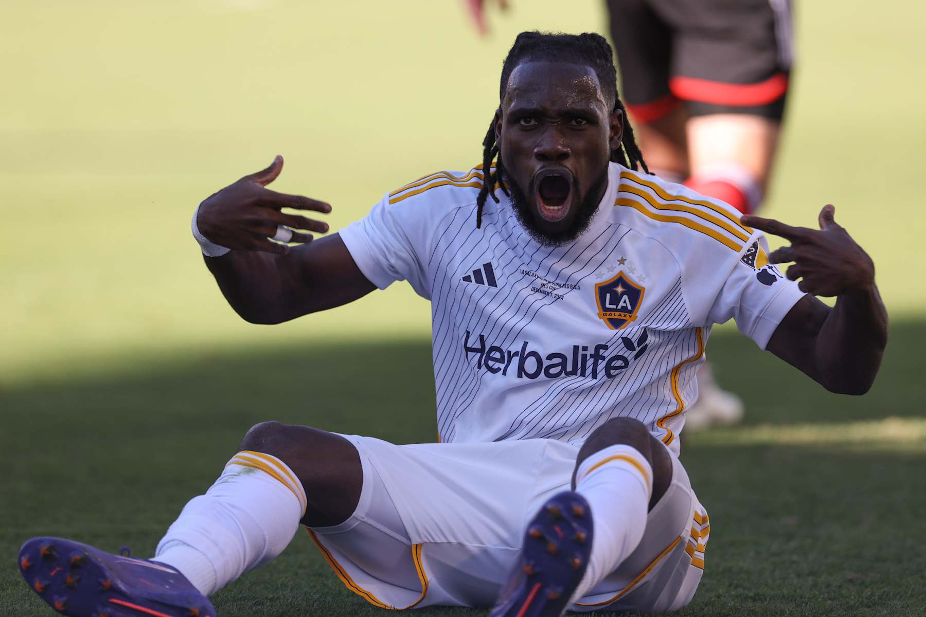 CARSON, CALIFORNIA - DECEMBER 07: Joseph Paintsil #28 of Los Angeles Galaxy reacts during the 2024 MLS Cup Final at Dignity Health Sports Park on December 07, 2024 in Carson, California. (Photo by Harry How/Getty Images)