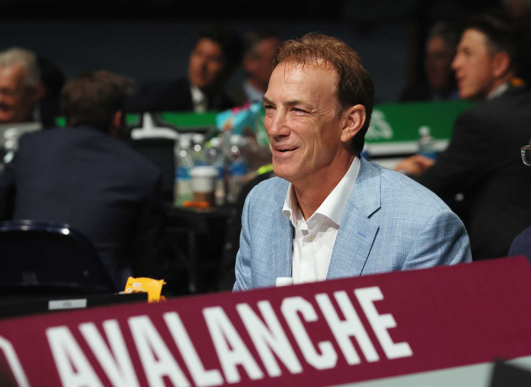 NASHVILLE, TENNESSEE - JUNE 29: Joe Sakic of the Colorado Avalanche attends the 2023 NHL Draft at the Bridgestone Arena on June 29, 2023 in Nashville, Tennessee. (Photo by Bruce Bennett/Getty Images)