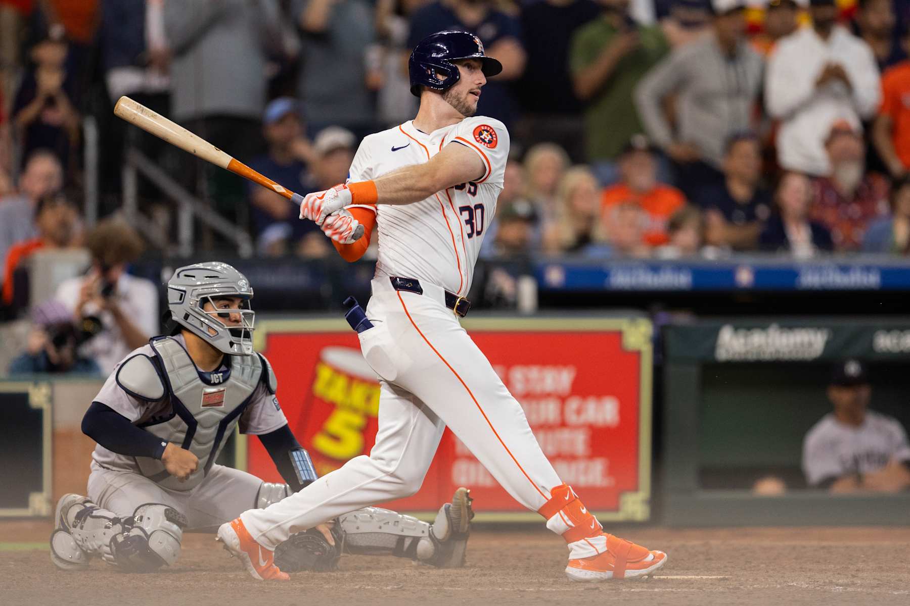 HOUSTON, TX - MARCH 28: Kyle Tucker #30 of the Houston Astros at bat during the game between the New York Yankees and the Houston Astros at Minute Maid Park on Thursday, March 28, 2024 in Houston, Texas. (Photo by Michael Starghill/MLB Photos via Getty Images)