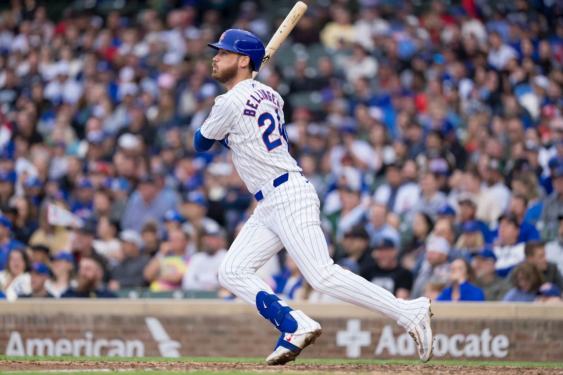 CHICAGO, ILLINOIS - SEPTEMBER 28: Cody Bellinger #24 of the Chicago Cubs bats in a game against the Cincinnati Reds at Wrigley Field on September 28, 2024 in Chicago, Illinois.(Photo by Matt Dirksen/Chicago Cubs/Getty Images)