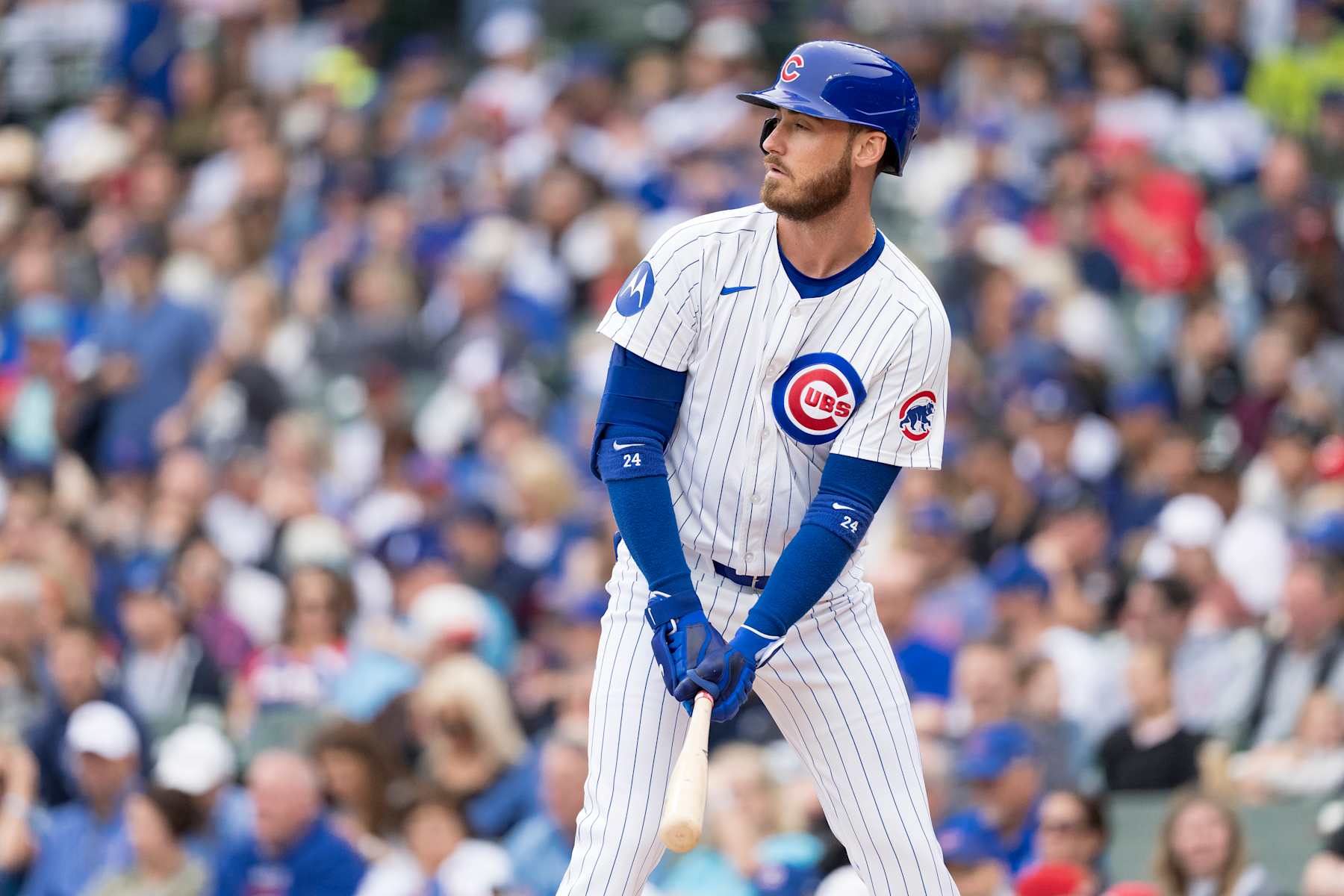 CHICAGO, ILLINOIS - SEPTEMBER 27: Cody Bellinger #24 of the Chicago Cubs bats in a game against the Cincinnati Reds at Wrigley Field on September 27, 2024 in Chicago, Illinois. (Photo by Matt Dirksen/Chicago Cubs/Getty Images)