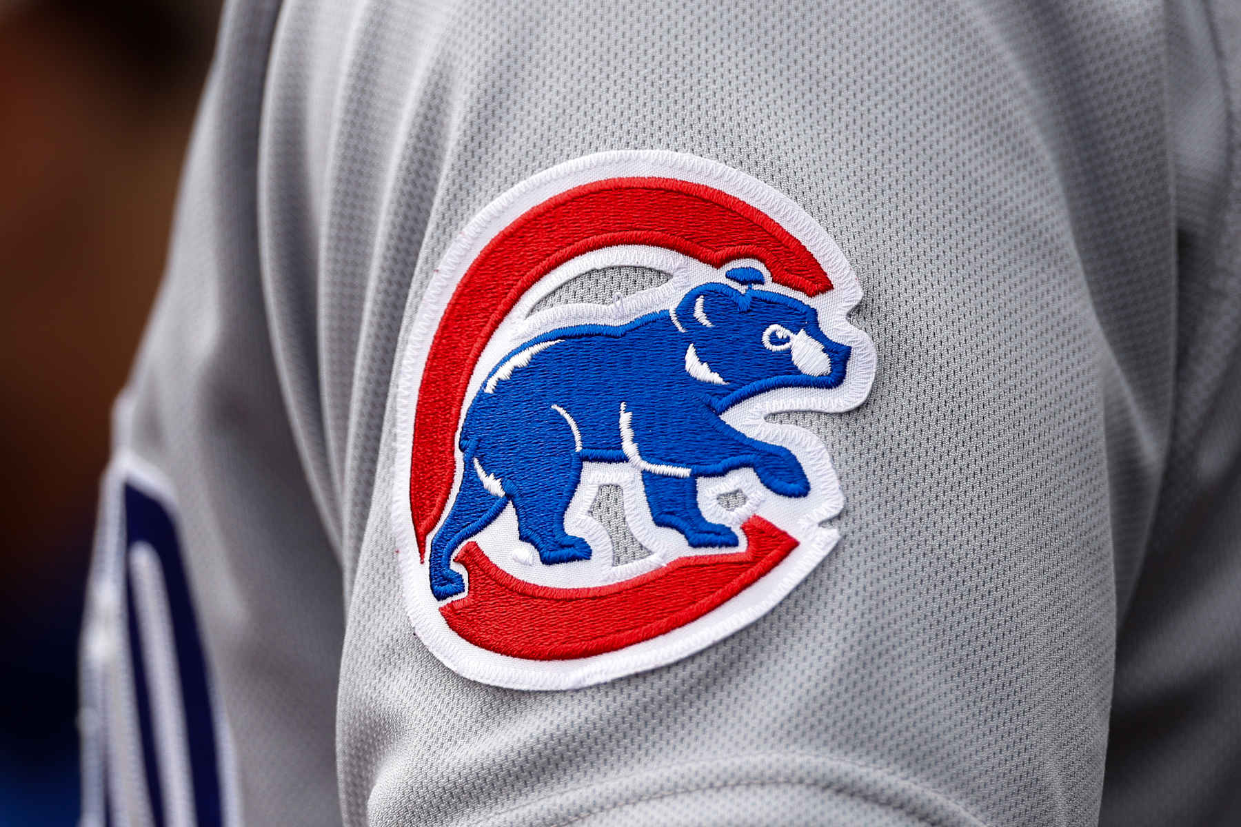 MINNEAPOLIS, MN - MAY 14: A view of the Chicago Cubs logo on the jersey worn by Willie Harris #33 of the Chicago Cubs against the Minnesota Twins in the first inning at Target Field on May 14, 2023 in Minneapolis, Minnesota. The Twins defeated the Cubs 16-3. (Photo by David Berding/Getty Images)