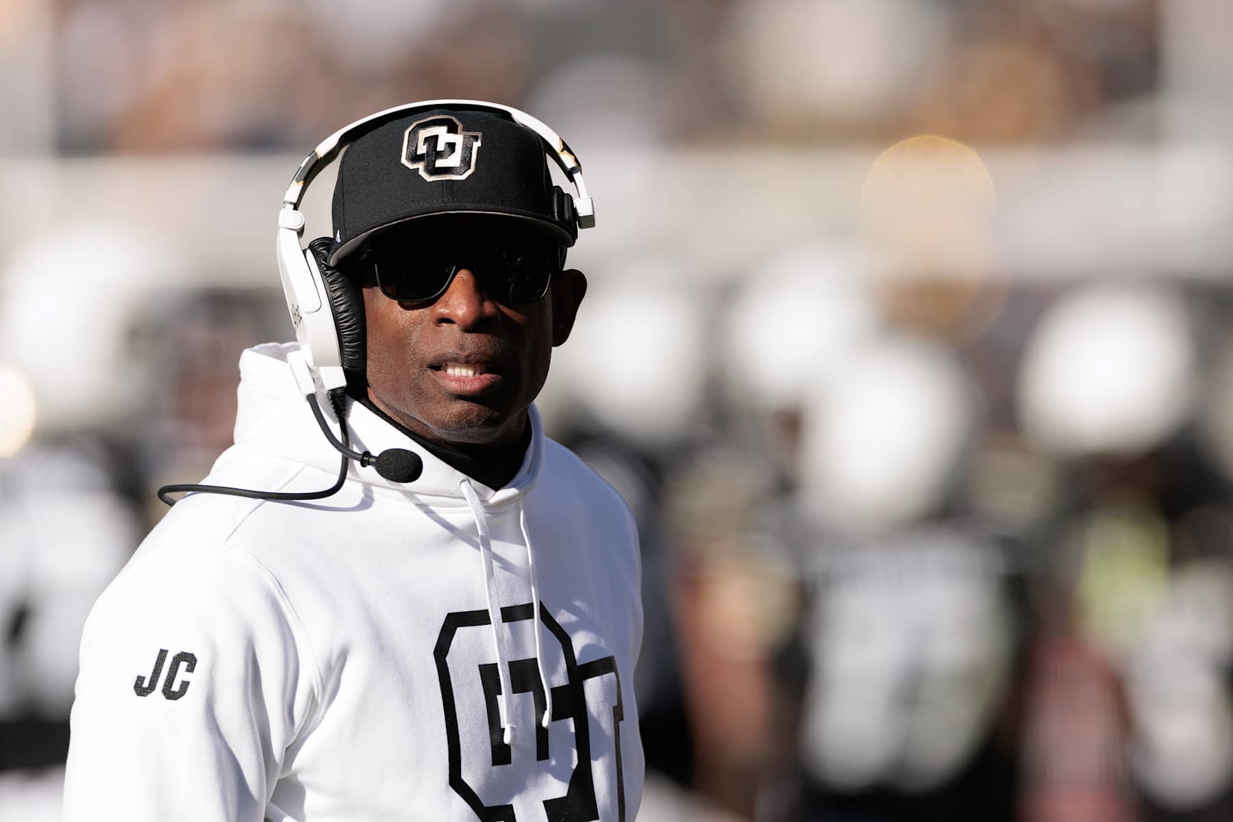 BOULDER, COLORADO - NOVEMBER 29: Head coach Deion Sanders of the Colorado Buffaloes looks on during the fourth quarter against the Oklahoma State Cowboys at Folsom Field on November 29, 2024 in Boulder, Colorado. (Photo by Andrew Wevers/Getty Images)