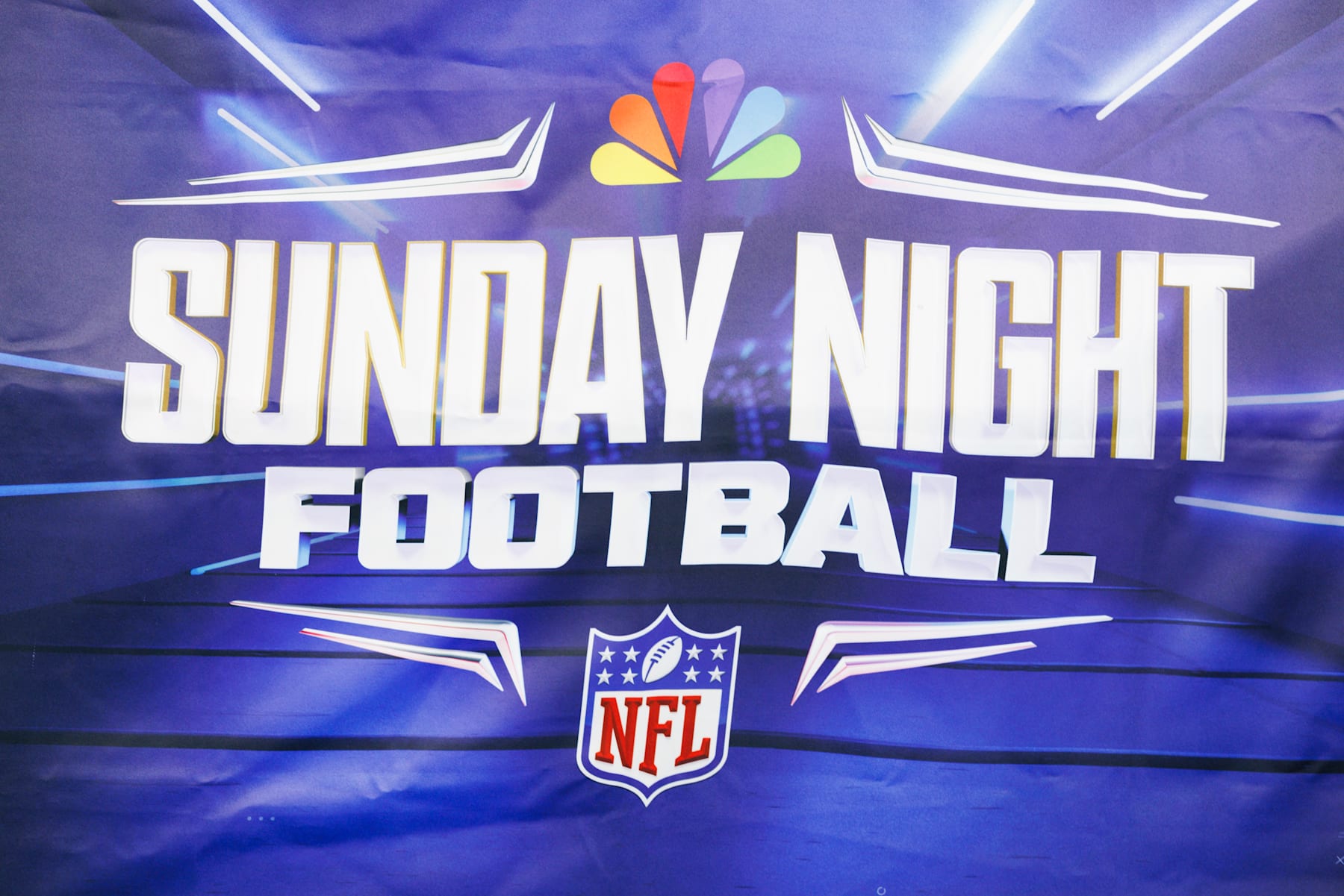 INGLEWOOD, CALIFORNIA - NOVEMBER 17: A detail view of a NBC Sunday Night Football logo before a game between the Cincinnati Bengals and the Los Angeles Chargers at SoFi Stadium on November 17, 2024 in Inglewood, California. (Photo by Ric Tapia/Getty Images)