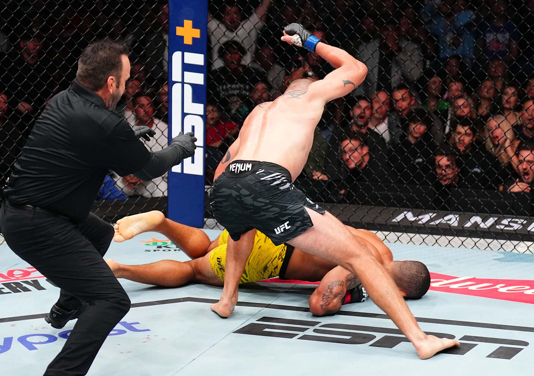TAMPA, FLORIDA - DECEMBER 14: Dustin Jacoby knocks out Vitor Petrino of Brazil in a light heavyweight fight during the UFC Fight Night event at Amalie Arena on December 14, 2024 in Tampa, Florida. (Photo by Chris Unger/Zuffa LLC)