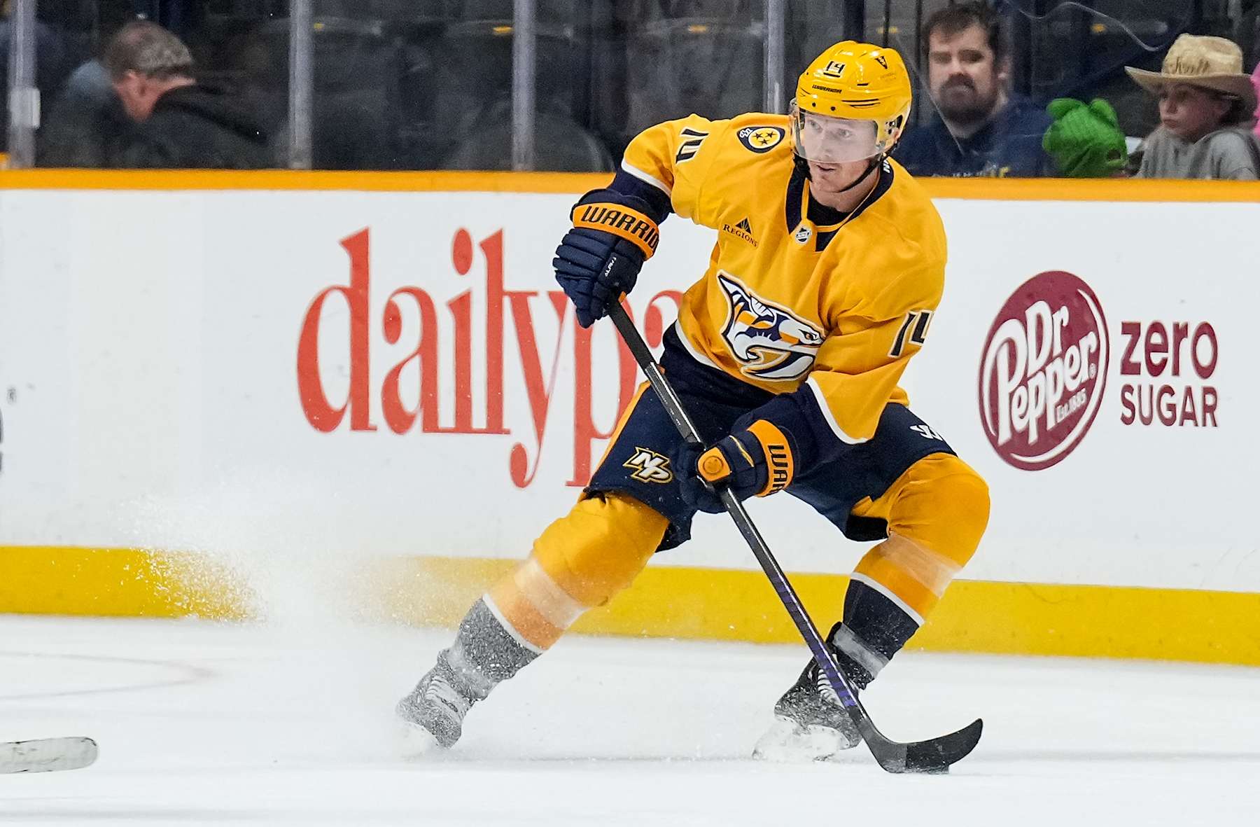 NASHVILLE, TENNESSEE - OCTOBER 31: Gustav Nyquist #14 of the Nashville Predators skates against the Edmonton Oilers during an NHL game at Bridgestone Arena on October 31, 2024 in Nashville, Tennessee. (Photo by John Russell/NHLI via Getty Images)
