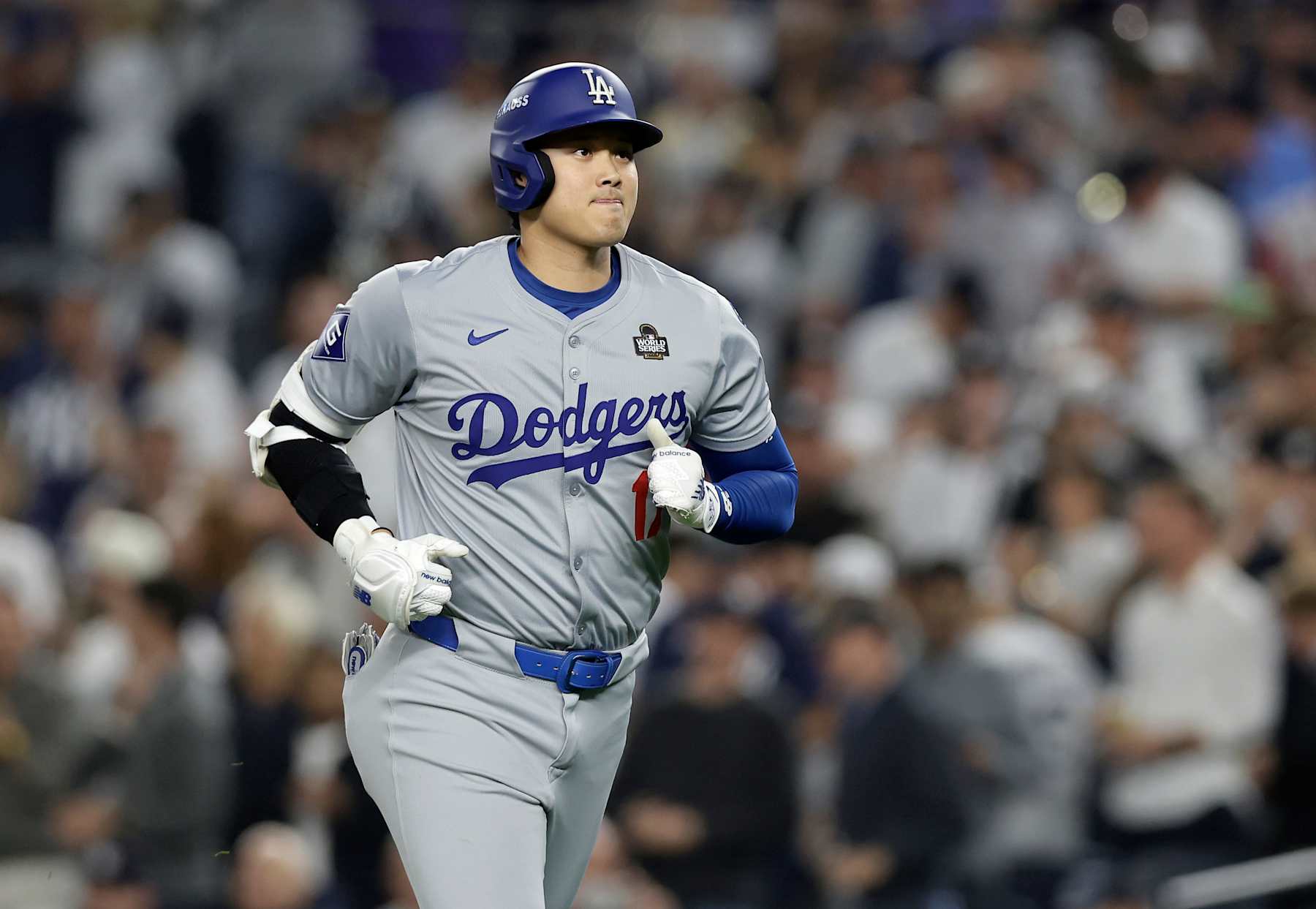 NEW YORK, NEW YORK - OCTOBER 30: (NEW YORK DAILIES OUT)  Shohei Ohtani #17 of the Los Angeles Dodgers in action against the New York Yankees during Game Five of the 2024 World Series at Yankee Stadium on October 30, 2024 in New York City. The Dodgers defeated the Yankees 7-6. (Photo by Jim McIsaac/Getty Images)