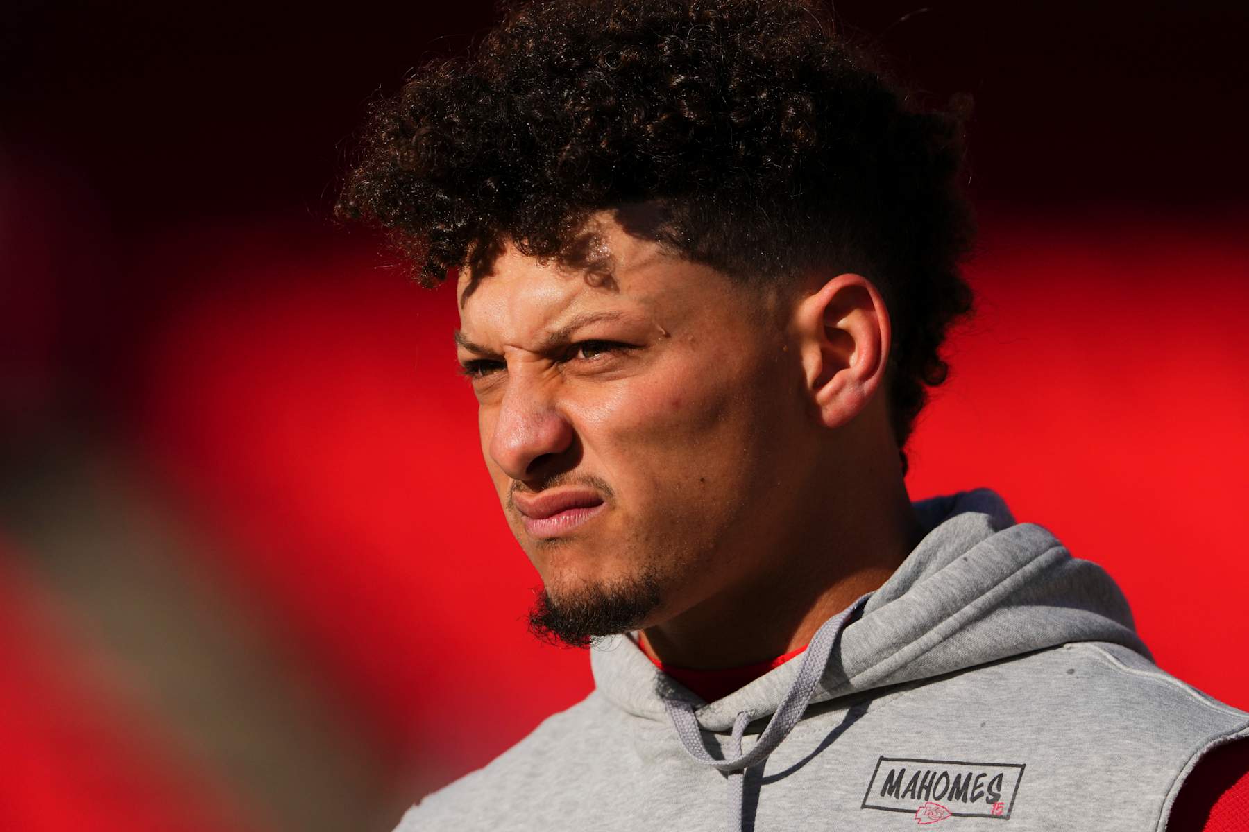 KANSAS CITY, MO - DECEMBER 21: Patrick Mahomes #15 of the Kansas City Chiefs warms up before kickoff against the Houston Texans during an NFL football game at GEHA Field at Arrowhead Stadium on December 21, 2024 in Kansas City, Missouri. (Photo by Cooper Neill/Getty Images)