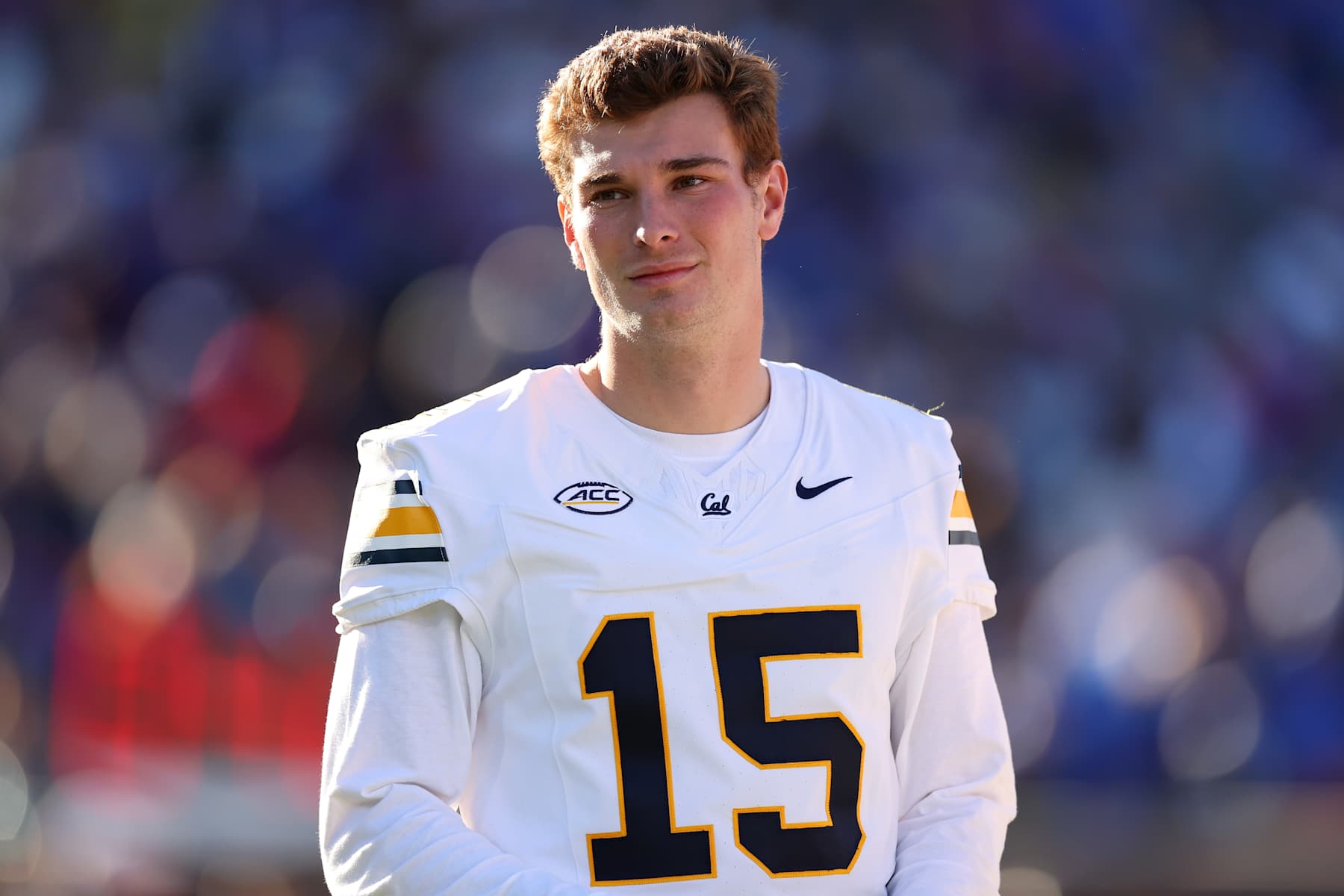 DALLAS, TEXAS - NOVEMBER 30: Fernando Mendoza #15 of the California Golden Bears looks on during the first half of the game against the Southern Methodist Mustangs at Gerald J. Ford Stadium on November 30, 2024 in Dallas, Texas. (Photo by Sam Hodde/Getty Images)