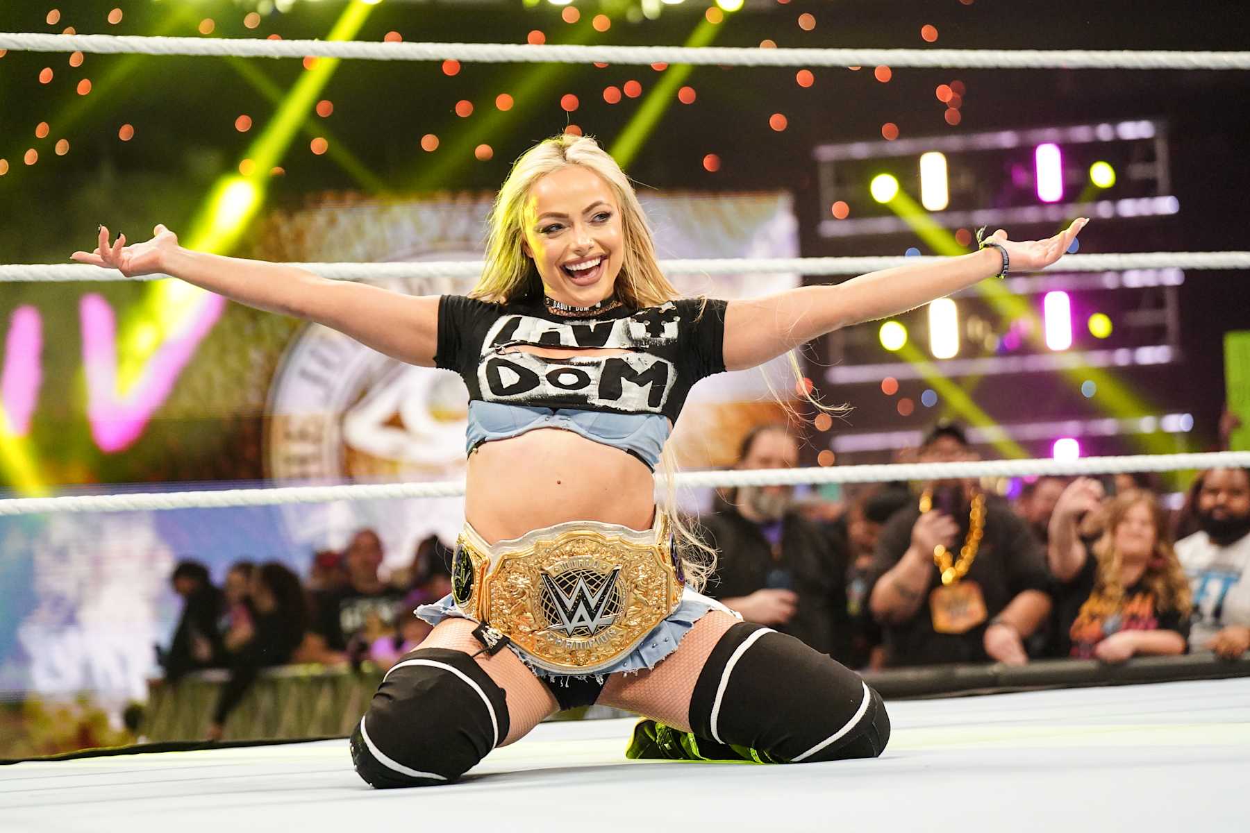 GRAND RAPIDS, MICHIGAN - NOVEMBER 11: Liv Morgan enters the ring during Monday Night RAW at Van Andel Arena on November 11, 2024 in Grand Rapids, United States. (Photo by WWE/Getty Images)