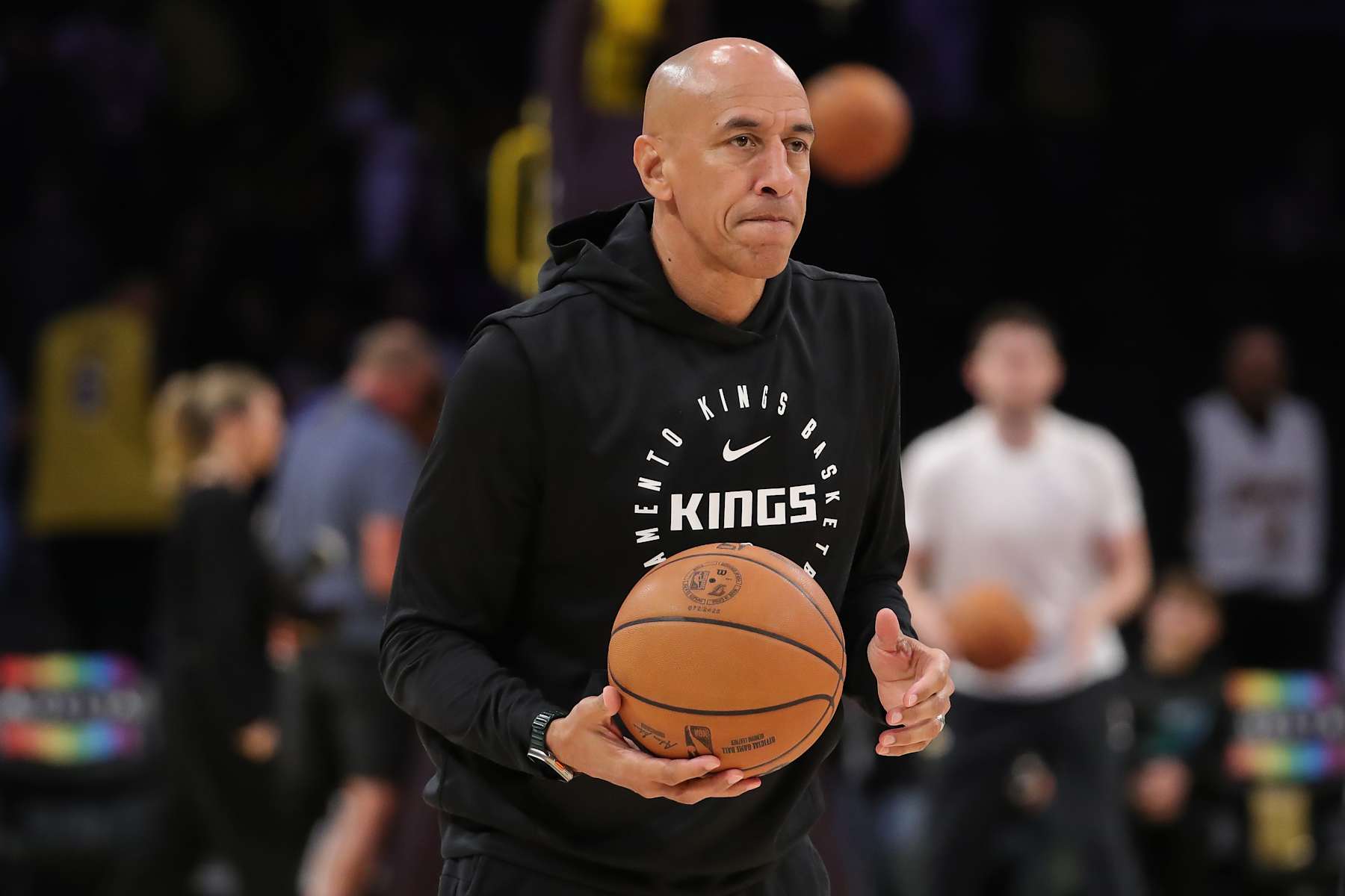 LOS ANGELES, CA - OCTOMBER 26: Sacramento Kings assistant coach Doug Christie before theSacramento Kings vs Los Angeles Lakers game at Crypto.com Arena (Photo by Jevone Moore/Icon Sportswire via Getty Images)