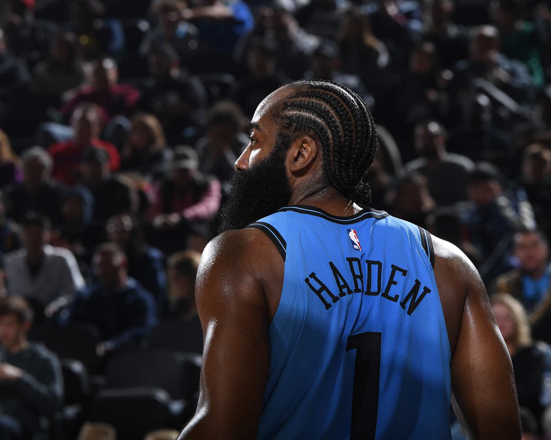 SAN FRANCISCO, CA - DECEMBER 27:  James Harden #1 of the LA Clippers looks on during the game against the Golden State Warriors on December 27, 2024 at the Intuit Dome in Inglewood, California. NOTE TO USER: User expressly acknowledges and agrees that, by downloading and or using this photograph, user is consenting to the terms and conditions of Getty Images License Agreement. Mandatory Copyright Notice: Copyright 2024 NBAE (Photo by Noah Graham/NBAE via Getty Images)