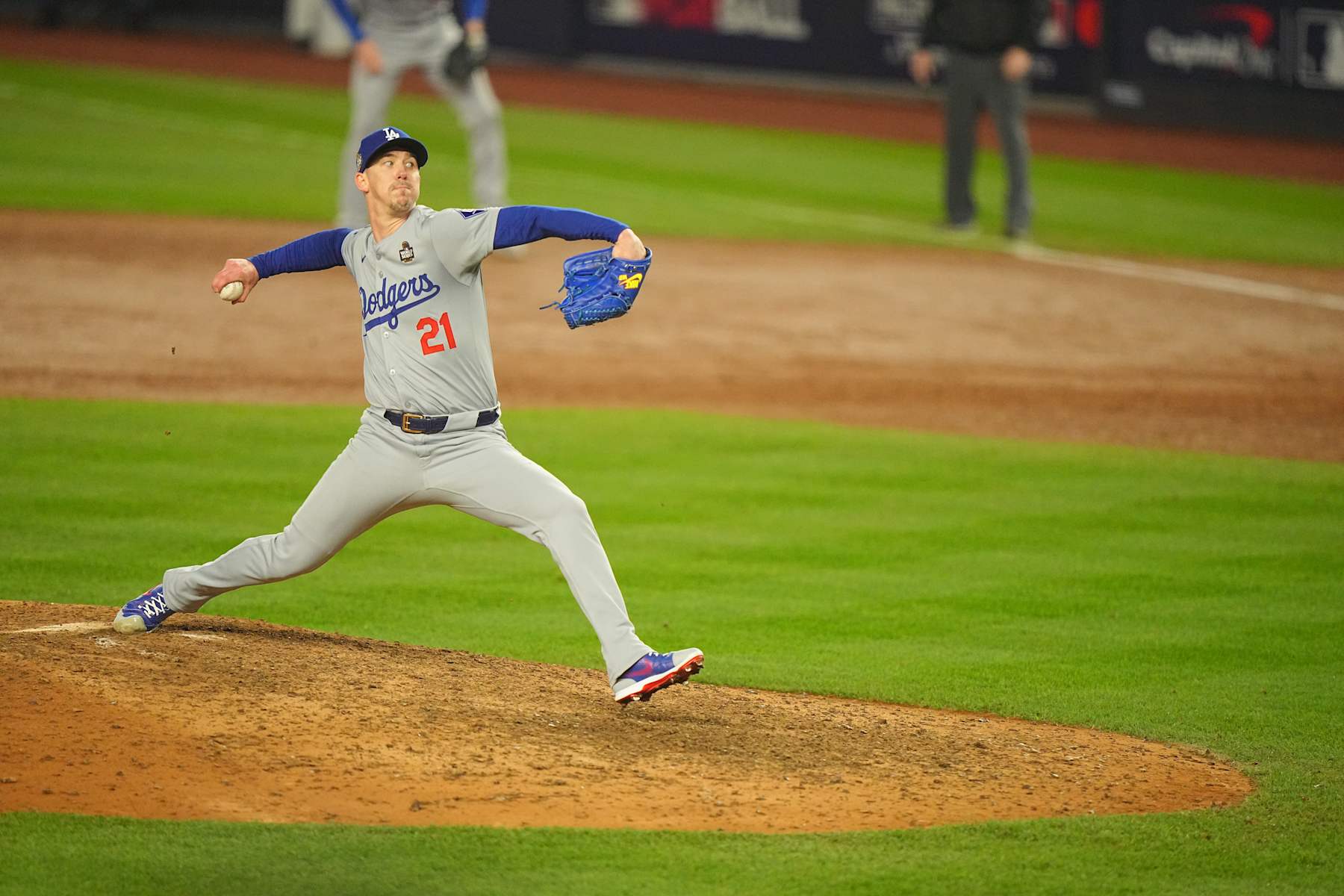 Baseball: World Series: Los Angeles Dodgers Walker Buehler (21) in action, pitching vs New York Yankees at Yankee Stadium. Game 5. 
Bronx, NY 10/30/2024 
CREDIT: Erick W. Rasco (Photo by Erick W. Rasco/Sports Illustrated via Getty Images) 
(Set Number: X164636 TK1)
