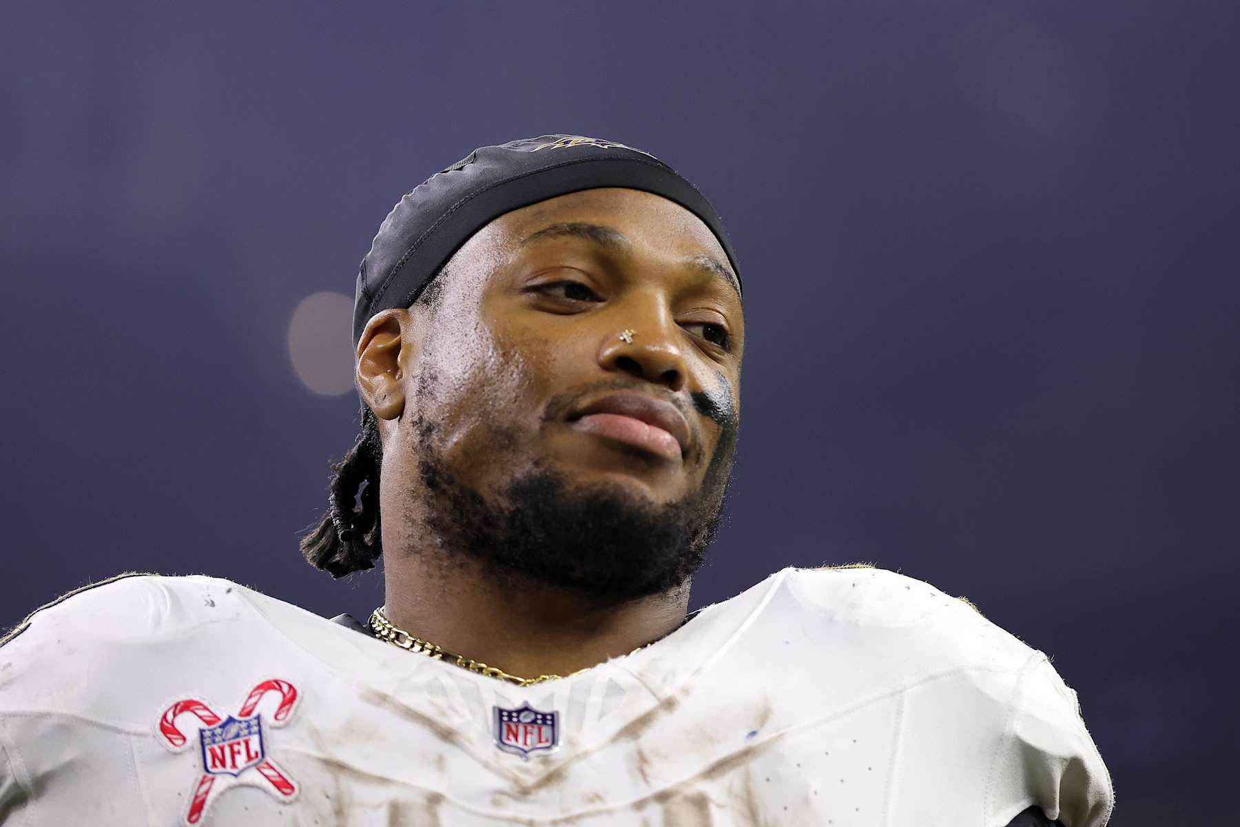 HOUSTON, TEXAS - DECEMBER 25: Derrick Henry #22 of the Baltimore Ravens looks on after the game against the Houston Texans at NRG Stadium on December 25, 2024 in Houston, Texas. (Photo by Alex Slitz/Getty Images)
