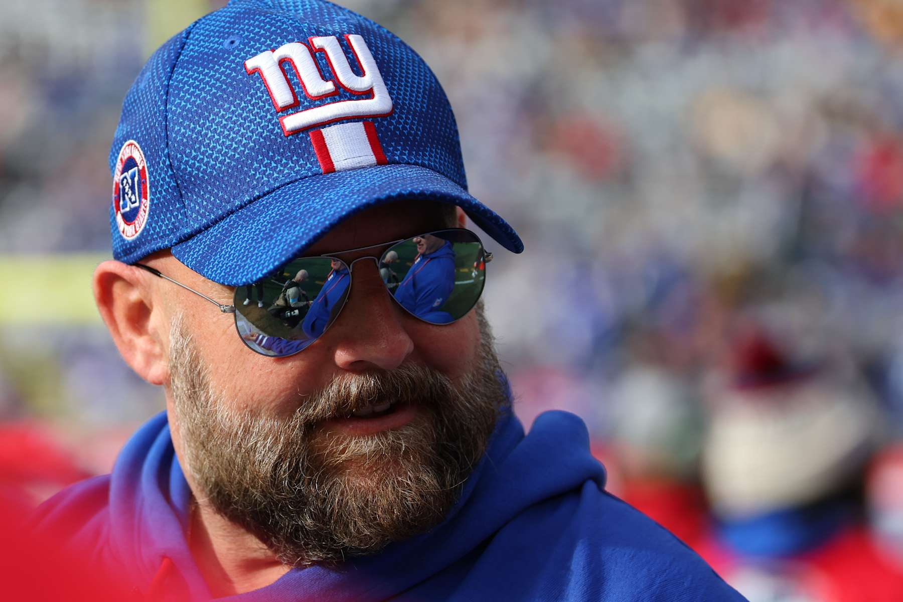 EAST RUTHERFORD, NEW JERSEY - DECEMBER 29: Head Coach Brian Daboll of the New York Giants walks onto the field before the start of their game against the Indianapolis Colts at MetLife Stadium on December 29, 2024 in East Rutherford, New Jersey. (Photo by Ed Mulholland/Getty Images)