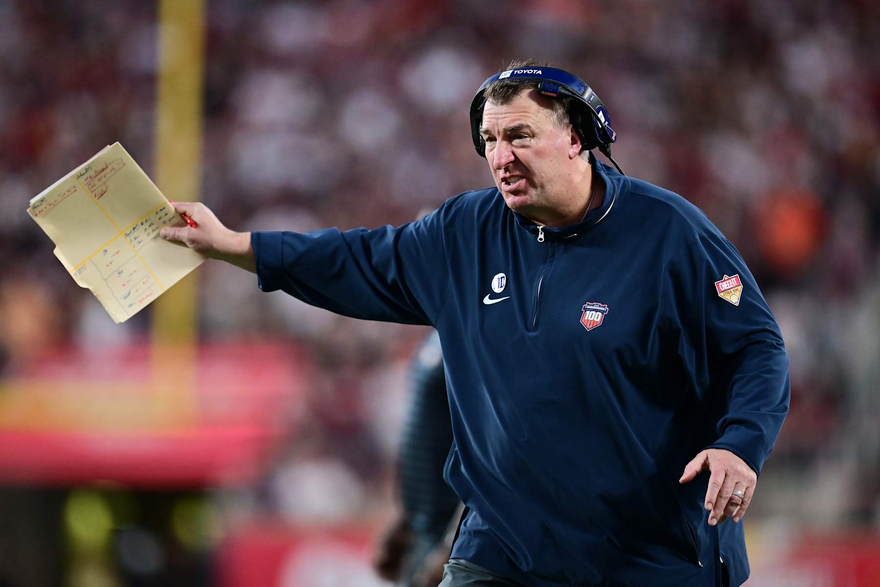 ORLANDO, FLORIDA - DECEMBER 31: head coach Bret Bielema of the Illinois Fighting Illini reacts during the second half of the 2024 Cheez-It Citrus Bowl against the South Carolina Gamecocks at Camping World Stadium on December 31, 2024 in Orlando, Florida. (Photo by Julio Aguilar/Getty Images)