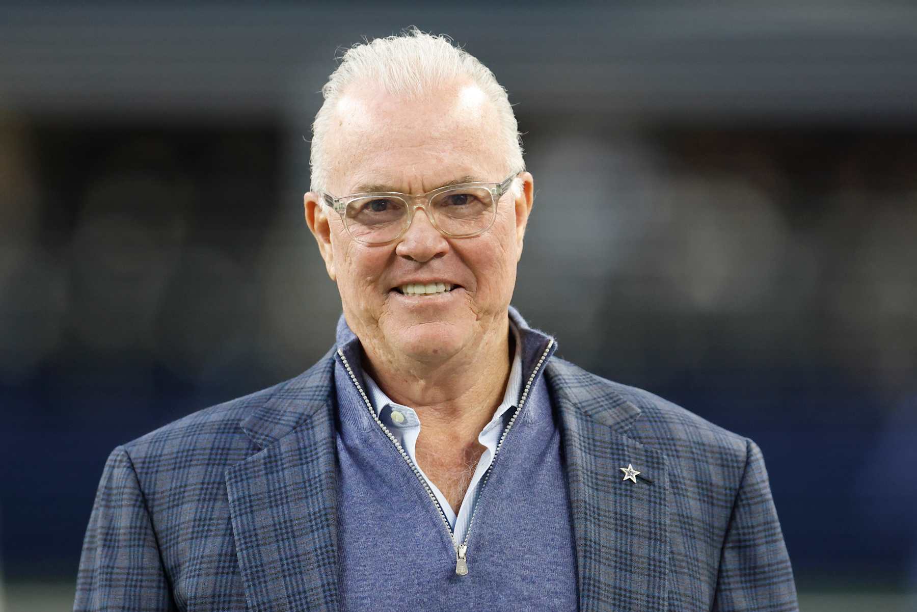 ARLINGTON, TEXAS - DECEMBER 22: Stephen Jones of the Dallas Cowboys looks on prior to a game against the Tampa Bay Buccaneers  at AT&T Stadium on December 22, 2024 in Arlington, Texas. (Photo by Ron Jenkins/Getty Images)