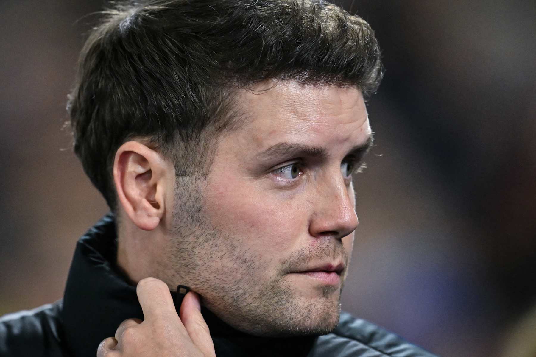 Brighton's German head coach Fabian Hurzeler reacts during the English Premier League football match between Brighton and Hove Albion and Southampton at the American Express Community Stadium in Brighton, southern England on November 29, 2024. (Photo by Glyn KIRK / AFP) / RESTRICTED TO EDITORIAL USE. No use with unauthorized audio, video, data, fixture lists, club/league logos or 'live' services. Online in-match use limited to 120 images. An additional 40 images may be used in extra time. No video emulation. Social media in-match use limited to 120 images. An additional 40 images may be used in extra time. No use in betting publications, games or single club/league/player publications. / (Photo by GLYN KIRK/AFP via Getty Images)