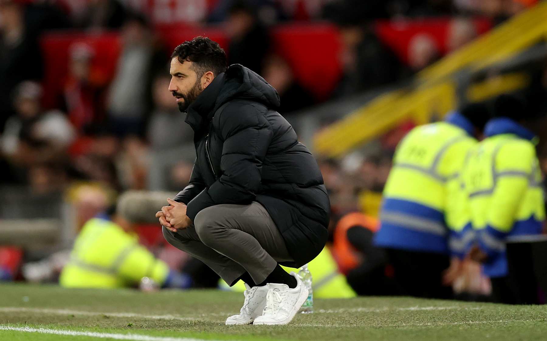 MANCHESTER, ENGLAND - DECEMBER 30: Ruben Amorim, Manager of Manchester United, looks on during the Premier League match between Manchester United FC and Newcastle United FC at Old Trafford on December 30, 2024 in Manchester, England. (Photo by Carl Recine/Getty Images)