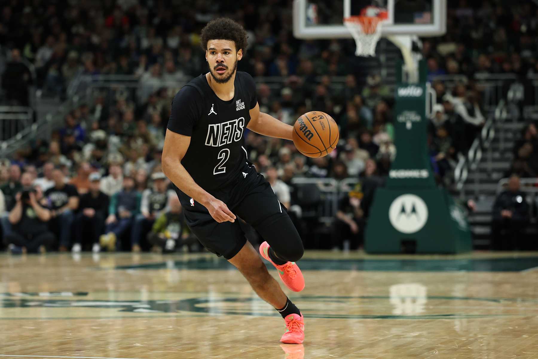 MILWAUKEE, WISCONSIN - JANUARY 02: Cameron Johnson #2 of the Brooklyn Nets handles the ball during a game against the Milwaukee Bucks at Fiserv Forum on January 02, 2025 in Milwaukee, Wisconsin. The Nets defeated the Bucks 113-110. NOTE TO USER: User expressly acknowledges and agrees that, by downloading and or using this photograph, User is consenting to the terms and conditions of the Getty Images License Agreement. (Photo by Stacy Revere/Getty Images)